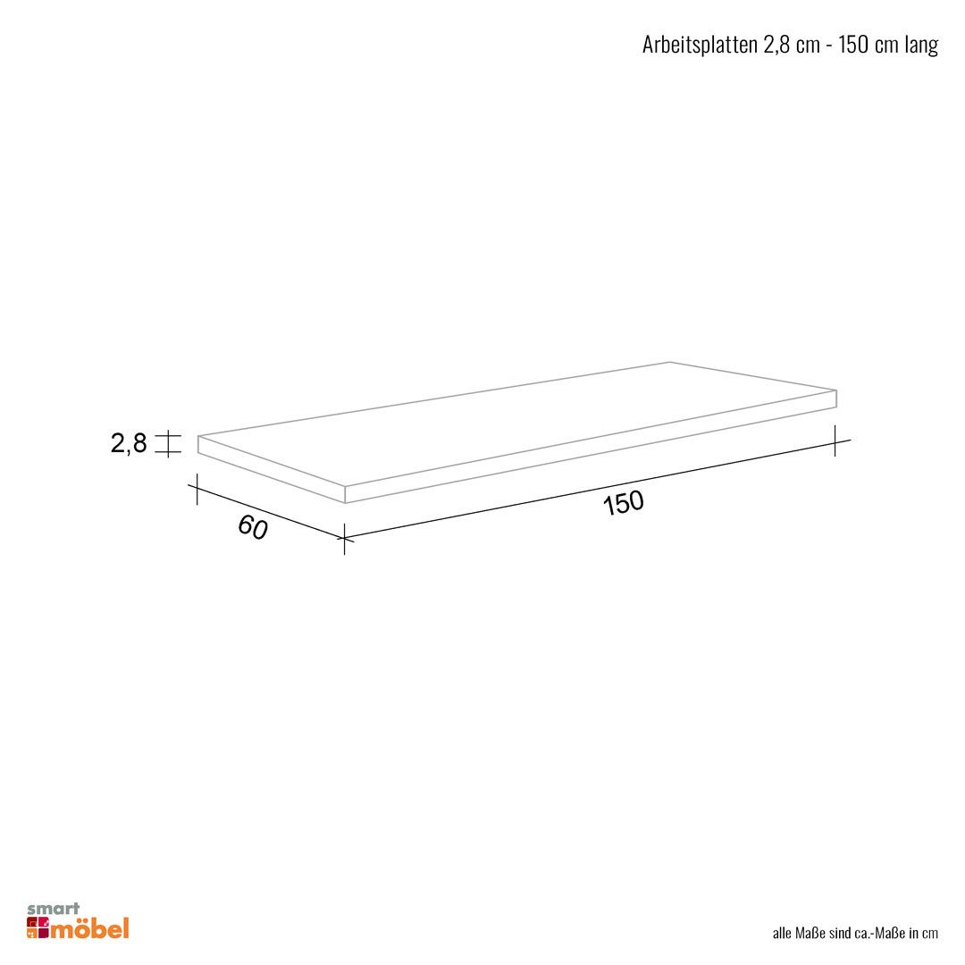 Flex-Well Arbeitsplatte Arbeitsplatte - 150 x 60 x 2,8 cm - Beige melliert – Namu