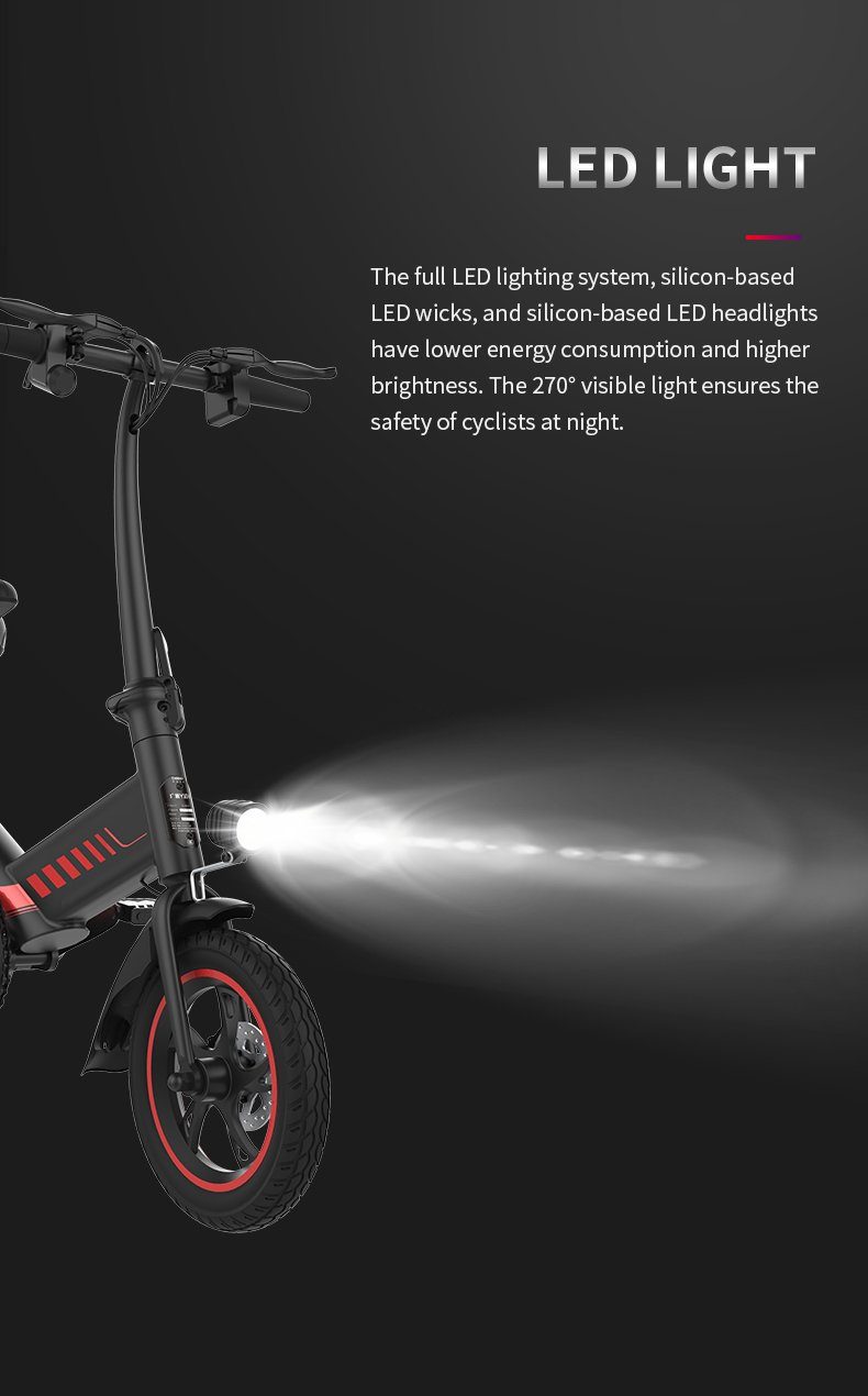 Life leicht umweltfreundlich (Set, Batterieladegerät), E-Bike 1YS montierter Mit 12-Zoll, Hinten Rot selbstbestimmt Modi 3 Traglast 120kg Motor, Pro Fine
