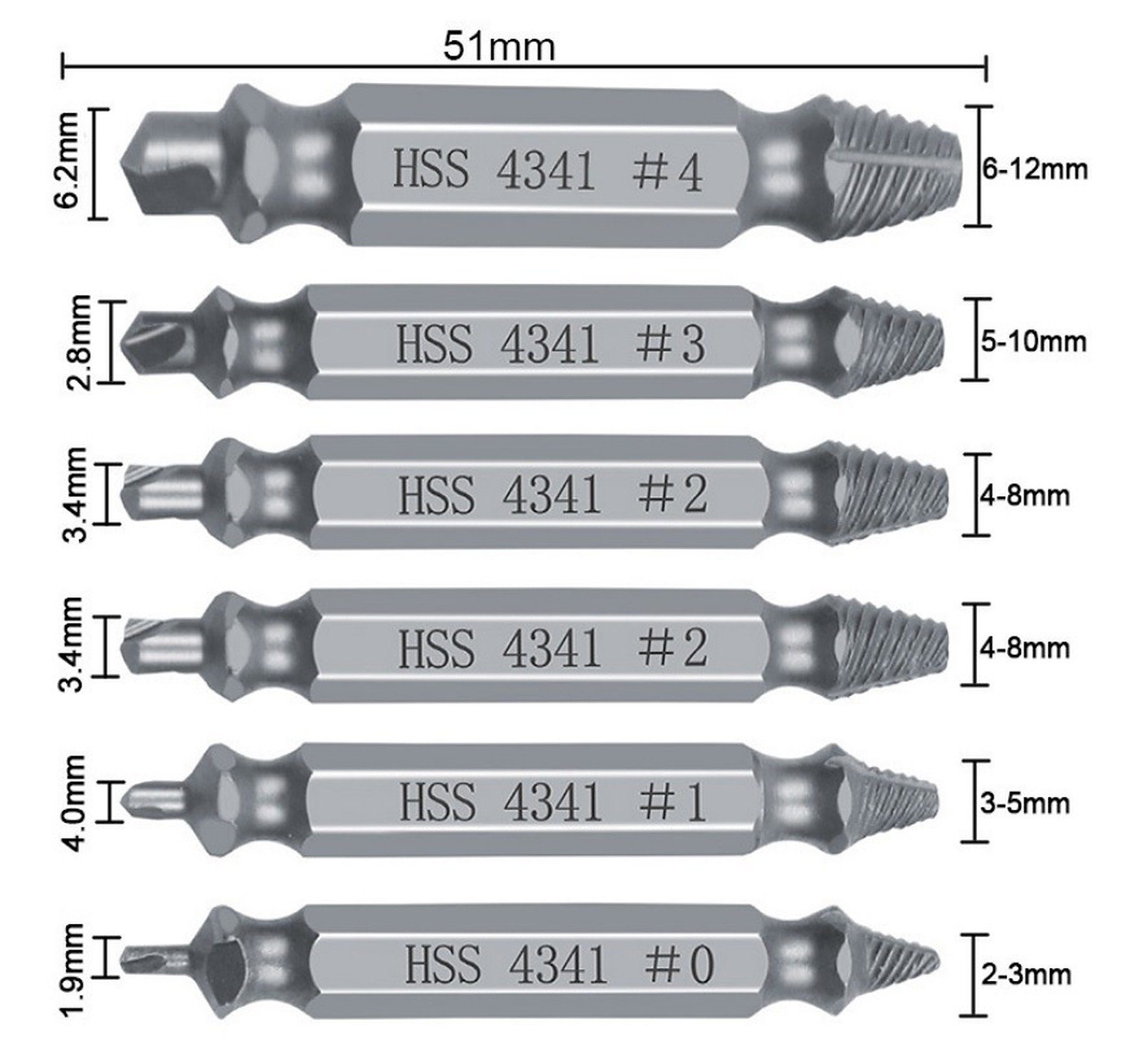 BAYLI Multitool Beschädigte Schraubenausdreher Satz 12-tlg., Speed Out Linksausdreher – Bild 5 von 5