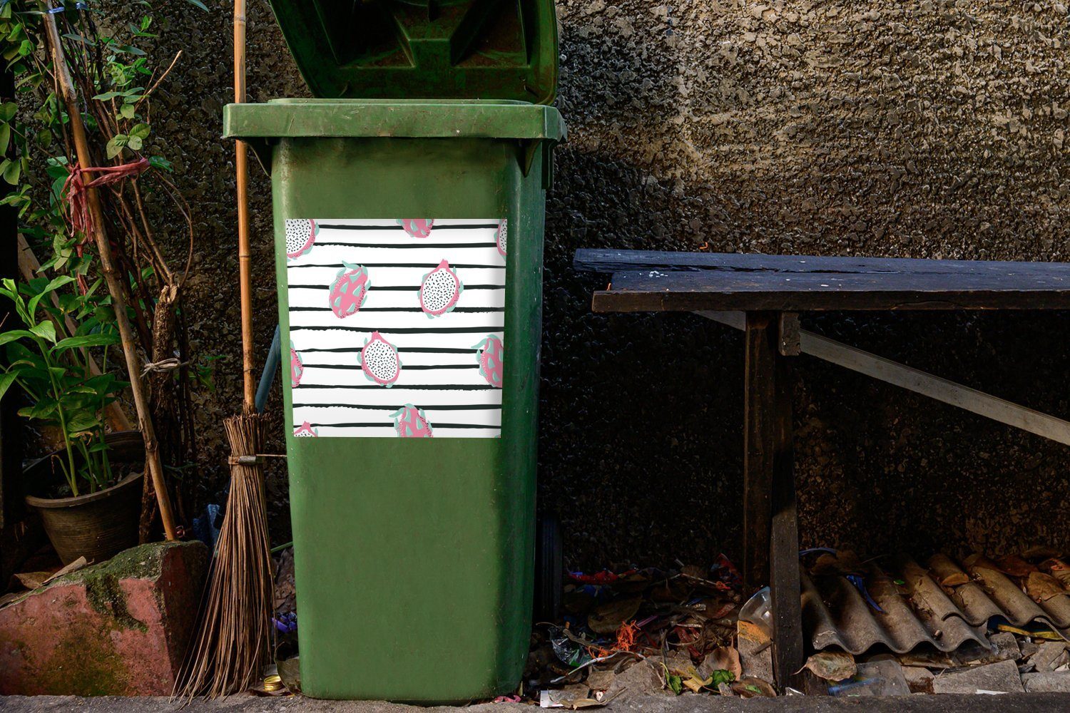 - Sommer Abfalbehälter Obst Mülleimer-aufkleber, Mülltonne, St), MuchoWow Sticker, Container, Wandsticker (1 - Streifen