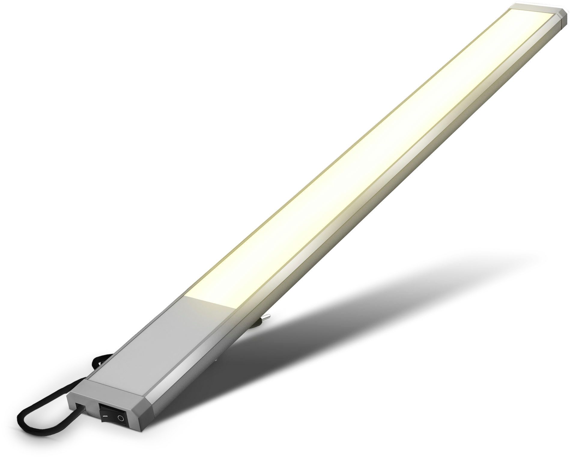 B.K.Licht LED Unterbauleuchte BKL1468 LED Leiste mit Ein-Ausschalter, LED fest integriert, Warmweiß, Unterbauleuchte, 3.000K, 1.100Lm, 57,5x4,9x1,3 cm, Titanfarbig