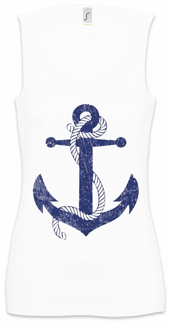Urban Backwoods Tanktop Oldschool Anchor Vintage Logo I Ärmelloses Damen T-Shirt Anker Tattoo Segeln Sport Sports Sailor