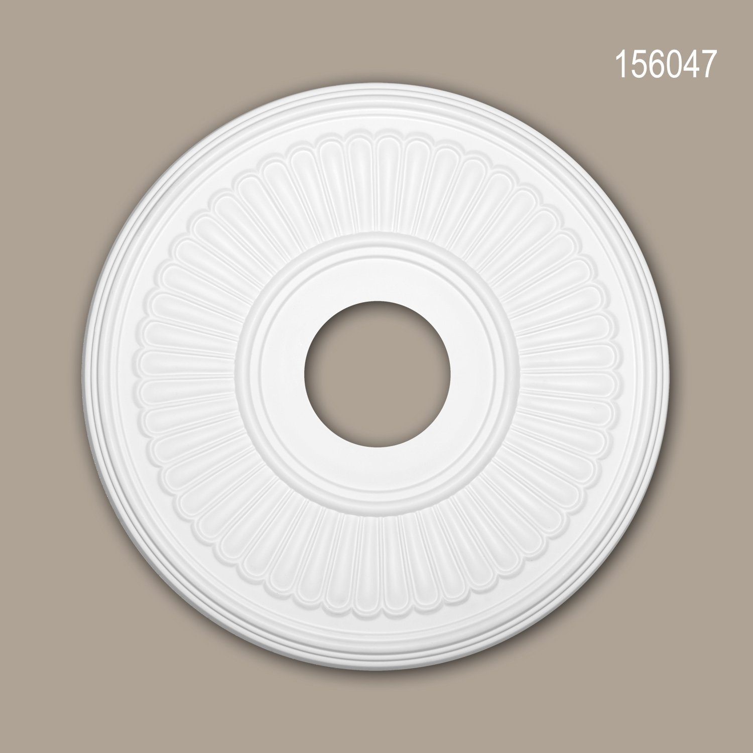 Profhome Decken-Rosette 156047 Rosette aus Polyurethan Deckenrosette Zierelement Ø 40,4 cm (Rosette, 1 St., Deckenrosette, Medallion, Stuckrosette, Deckenelement, Zierelement), weiß, vorgrundiert, Stil: Neo-Klassizismus