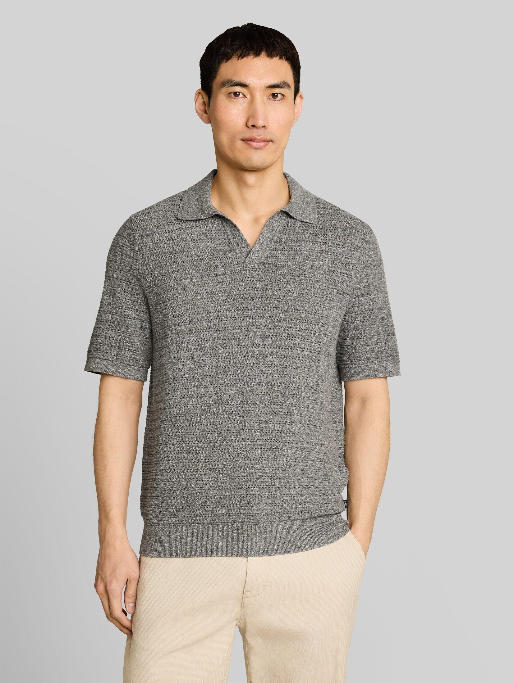 TOM TAILOR T-Shirt Pullover & Strickjacken Strick-Poloshirt mit Leinenanteil