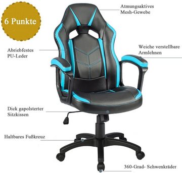 Merax Gaming Chair Future I Bürostuhl Gamer Ergonomischer Stuhl, Einstellbarer Neigungswinkel, Schreibtischstuhl, höhenverstellbar