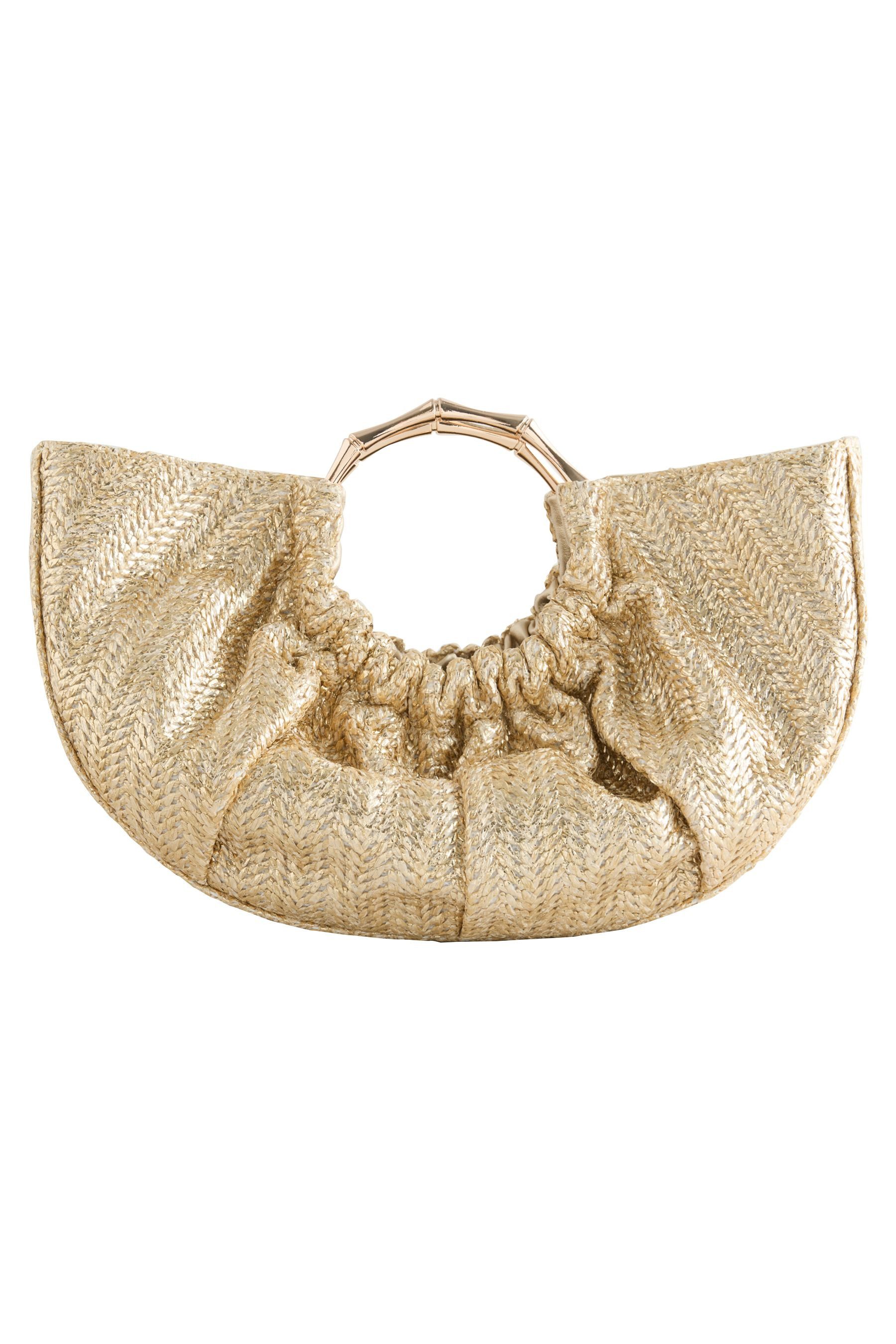 Clutch Handtasche in Raffia-Optik