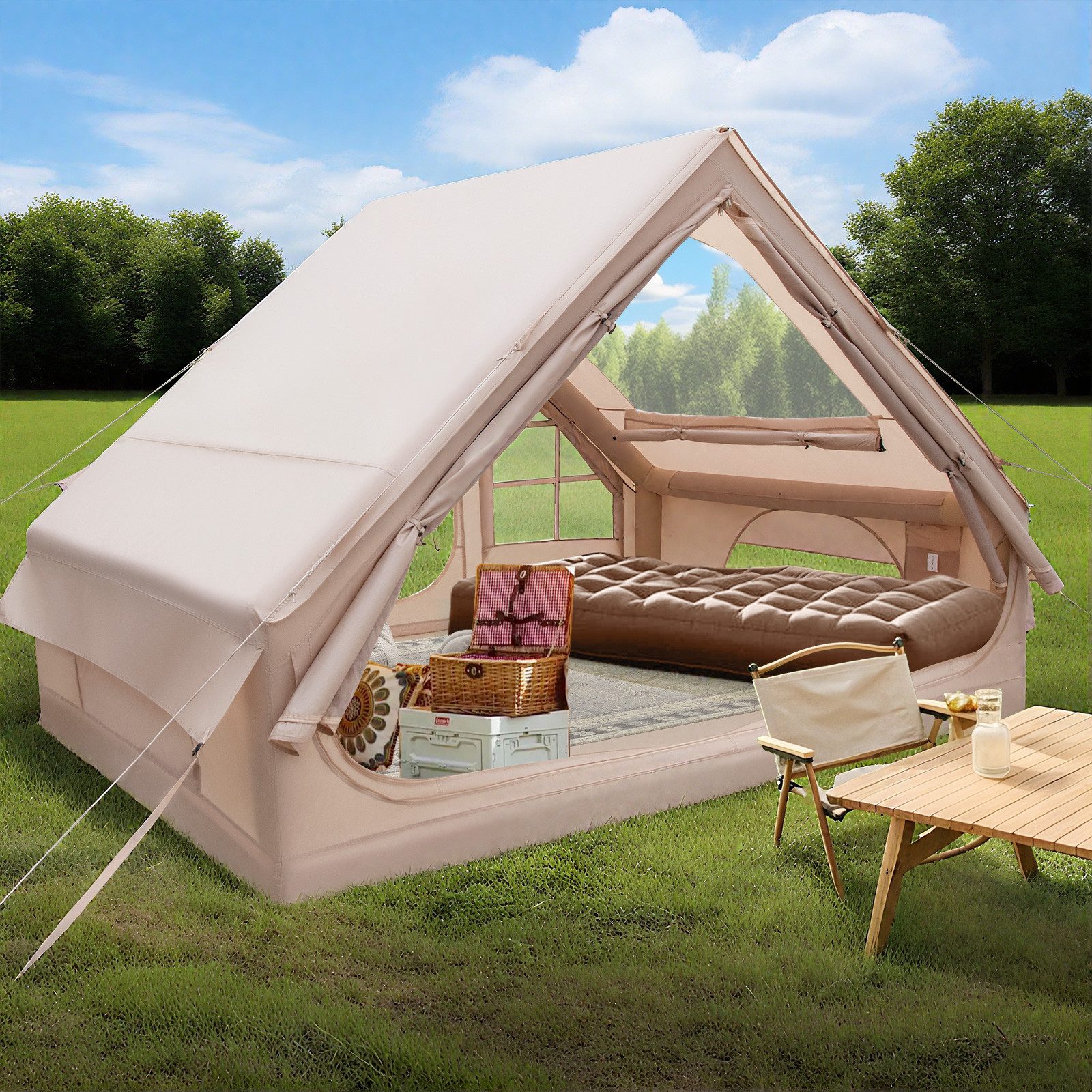 COSTWAY aufblasbares Zelt, Personen: 6, Campingzelt Oxfordstoff mit Pumpe günstig online kaufen
