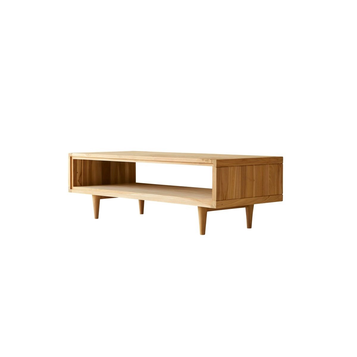 Tikamoon Couchtisch Couchtisch 120 x 50 aus unbehandletem Teak skandinavisches Design natü