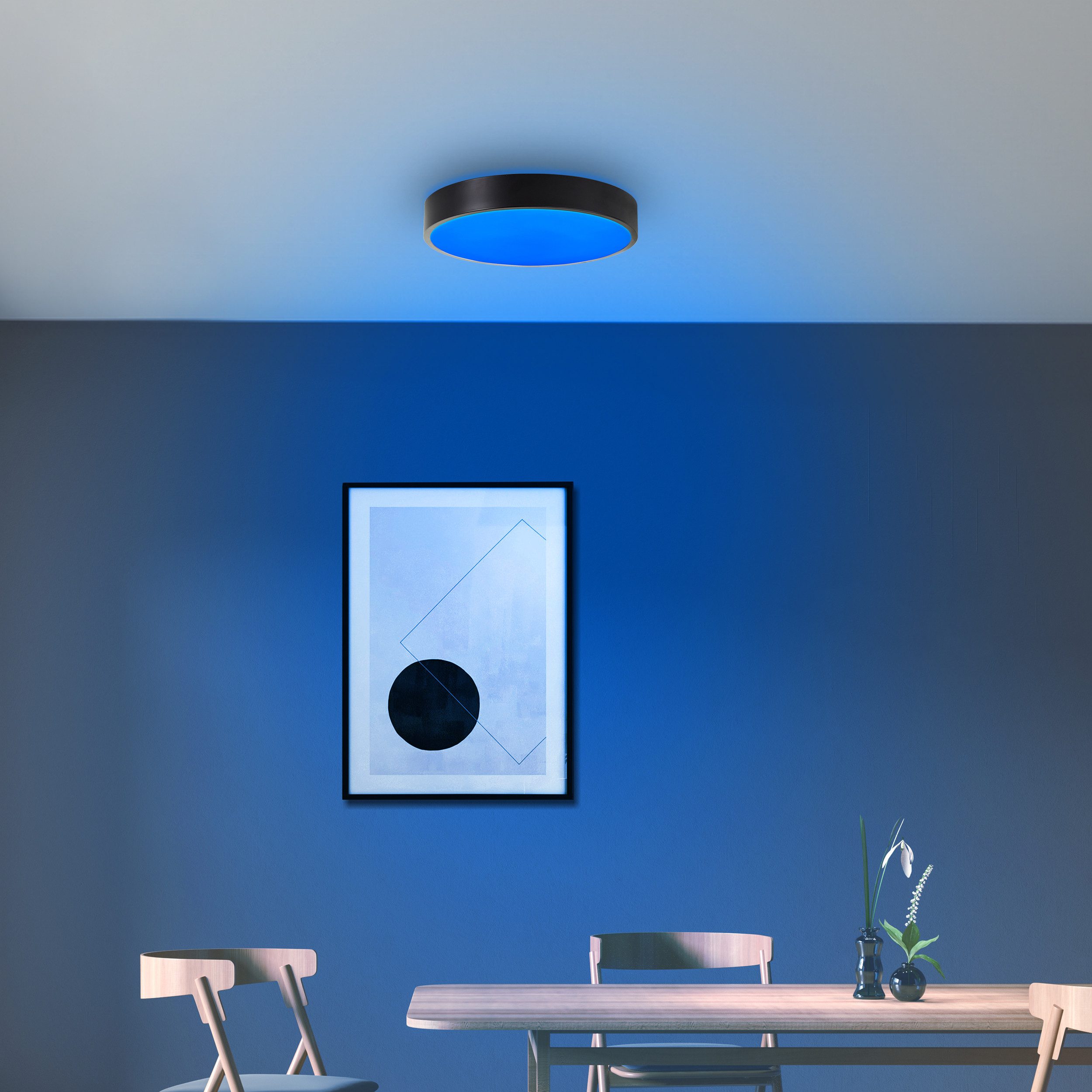 Brilliant LED Deckenleuchte Vadin, CCT - über Fernbedienung, Dimmfunktion, Farbwechsel, Nachtlichtfunktion, Timerfunktion, LED fest integriert, RGB, warmweiß - kaltweiß, Tuya App steuerbar, 33 cm, RGB, 2300 lm, dimmbar, 3000-6500 K, schwarz