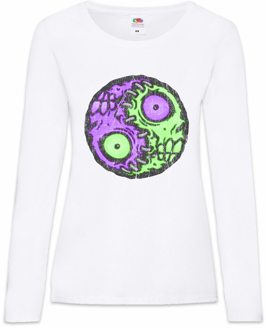 Langarmshirt Zombie Yin Yang Damen Langarmshirt Walkers Zombies Walking Brain