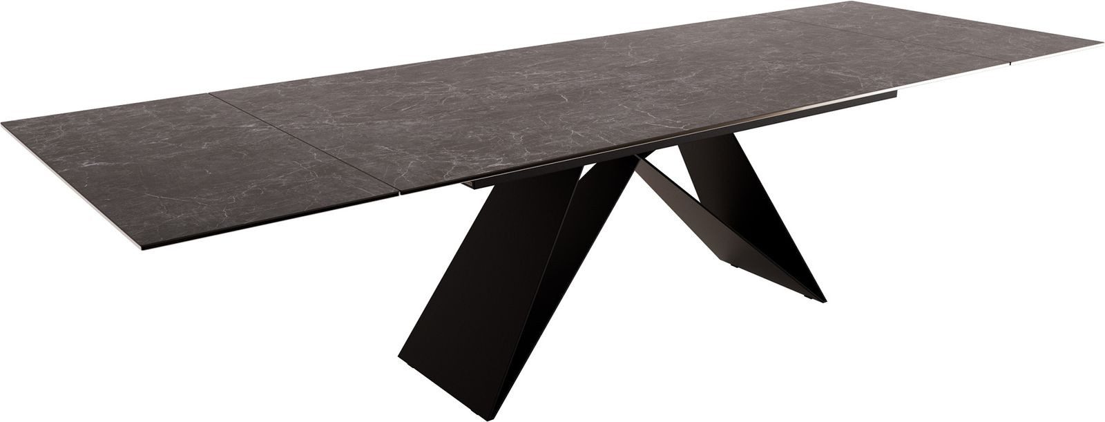 Esstisch Edge 200-300x100 Keramik Laminam®Nero Greco Anthrazit V-Gestell Fl günstig online kaufen