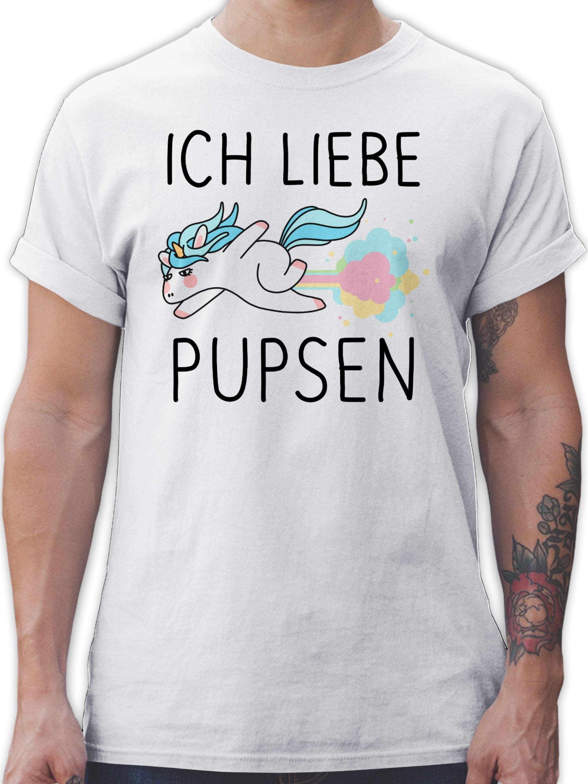Shirtracer T-Shirt Geschenk pupsen Weiß 2 Einhorn Pups Geschenk Fürze - liebe Einhorn Furtz Ich Lustig