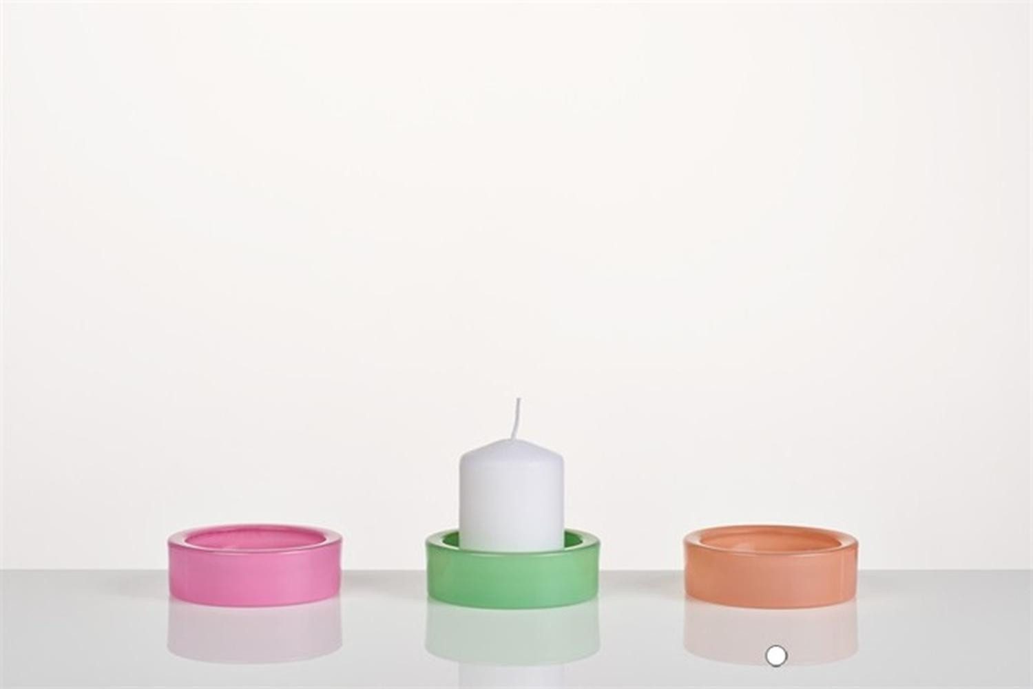 INNA-Glas Glasuntersetzer Glas Kerzenteller ARBENITA aus Glas, pfirsich, 3 cm, Ø 9,5 cm