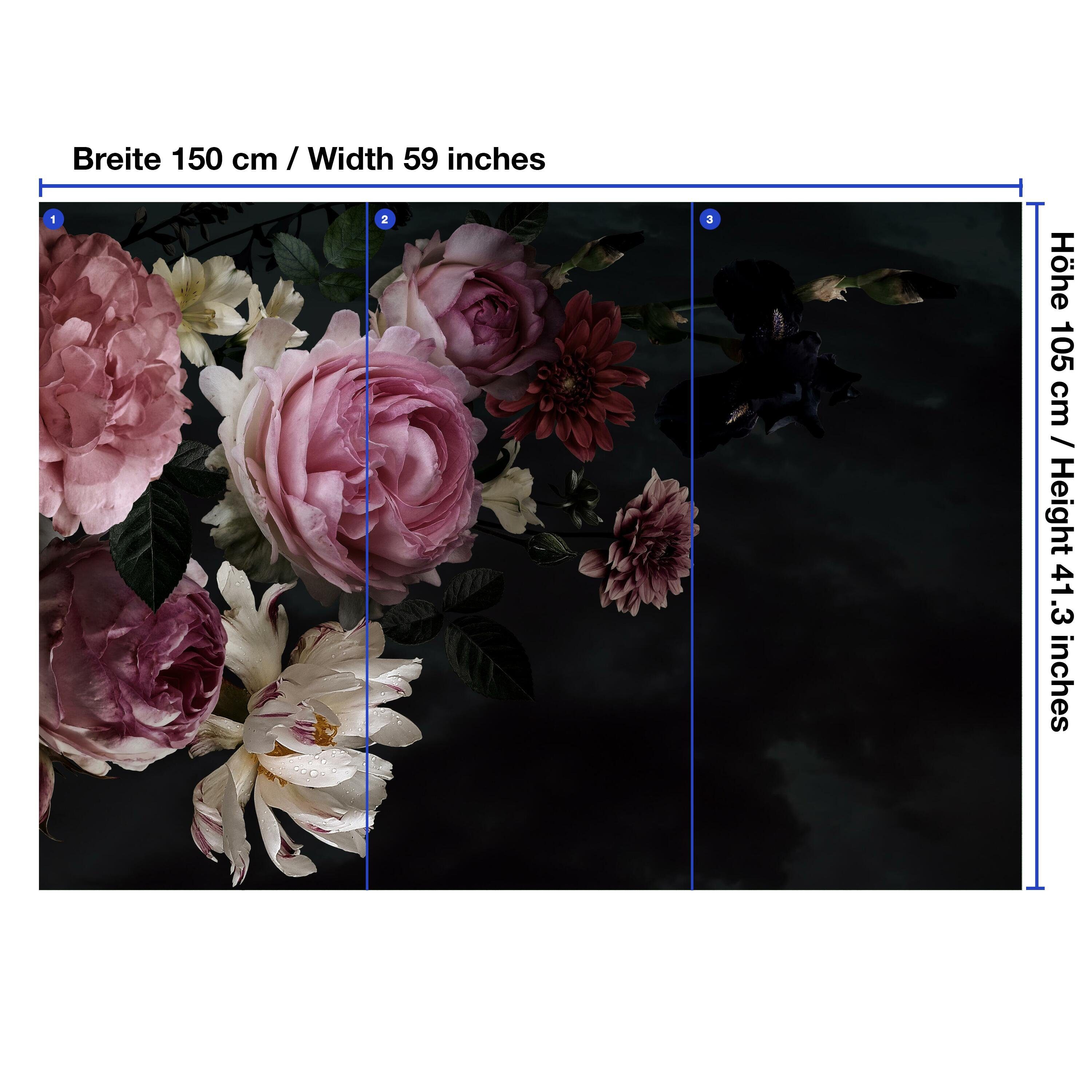 Blüten Wandtapete, glatt, Motivtapete, Blumen Vliestapete matt, Rosa, Fototapete wandmotiv24