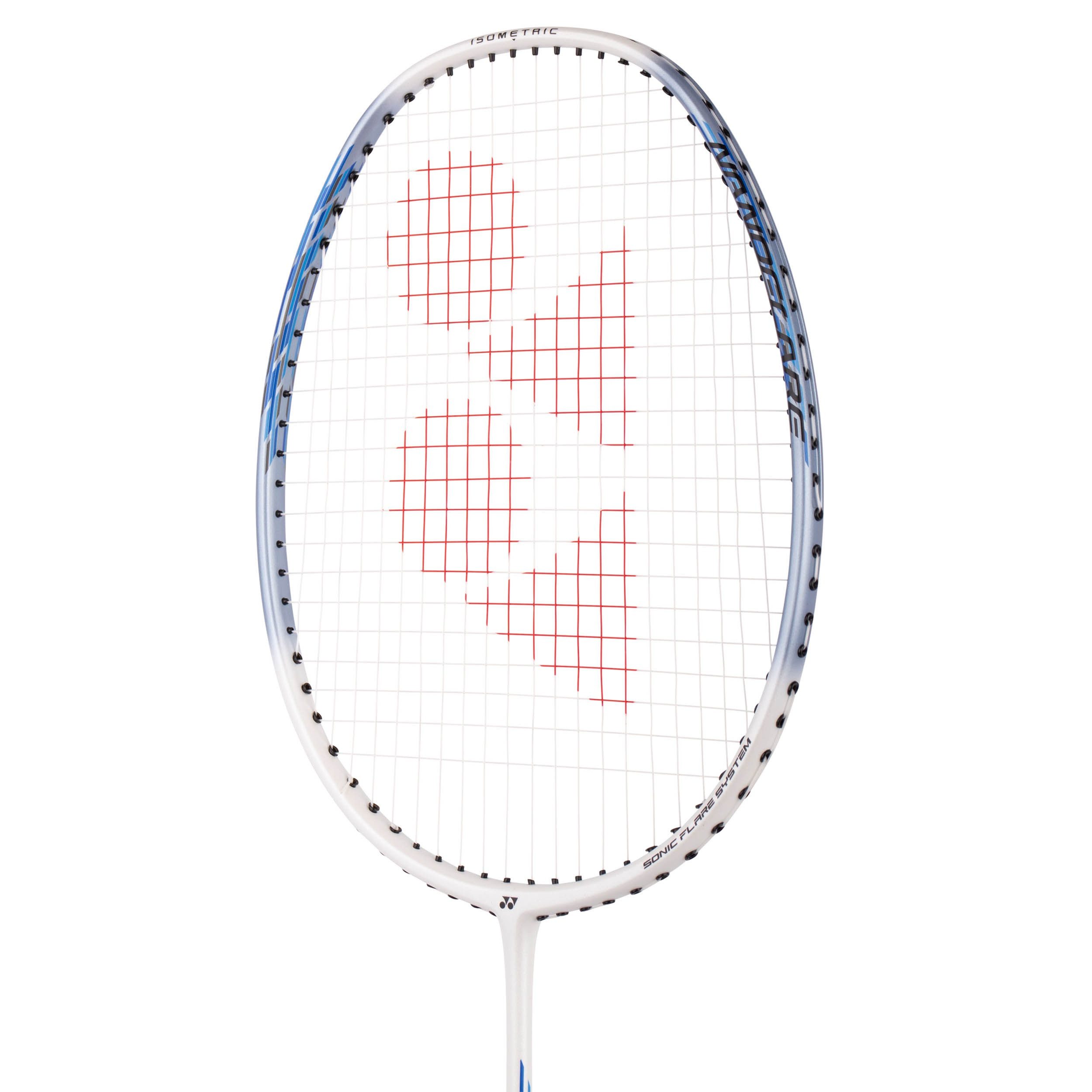 Yonex Badmintonschläger Nanoflare 001 Clear (grifflastig, flexibel) weiss - besaitet, Gewichtsklasse: 5U/G4