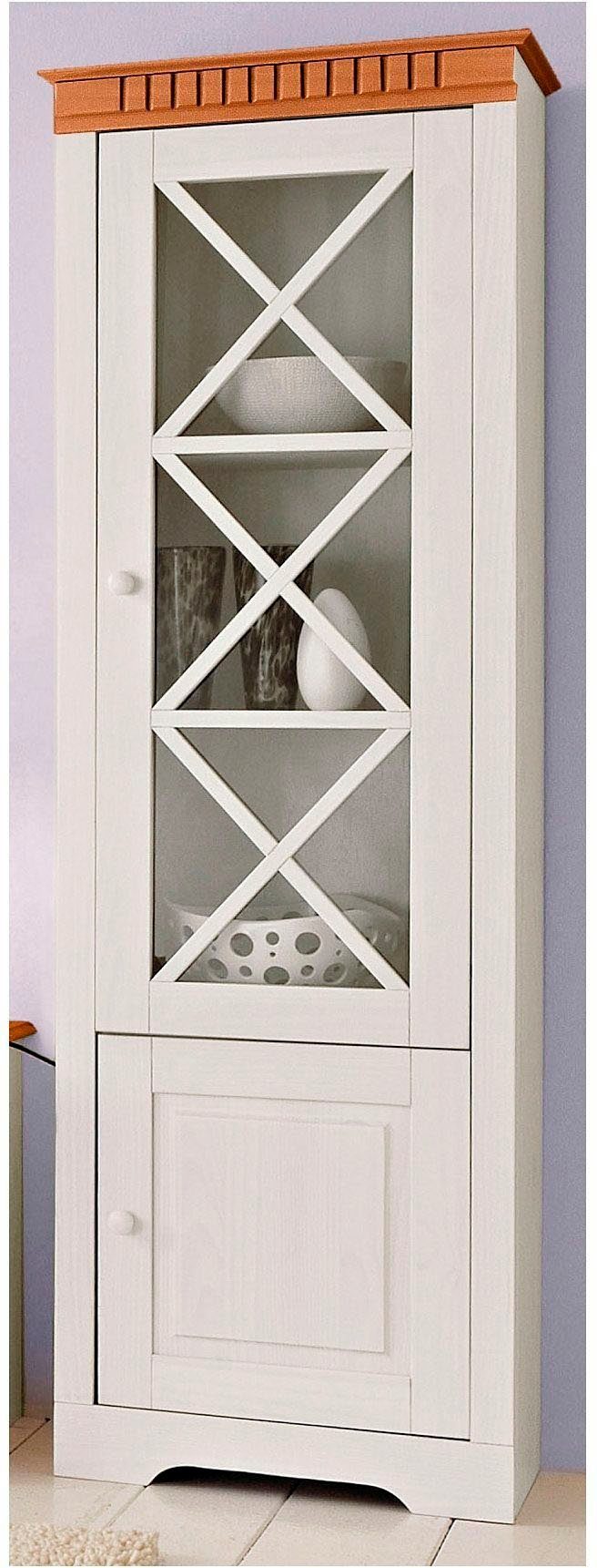 massivem weiß/honig Home Glastürfront schönem Kiefernholz, einer mit aus affaire schönen Lisa Vitrine