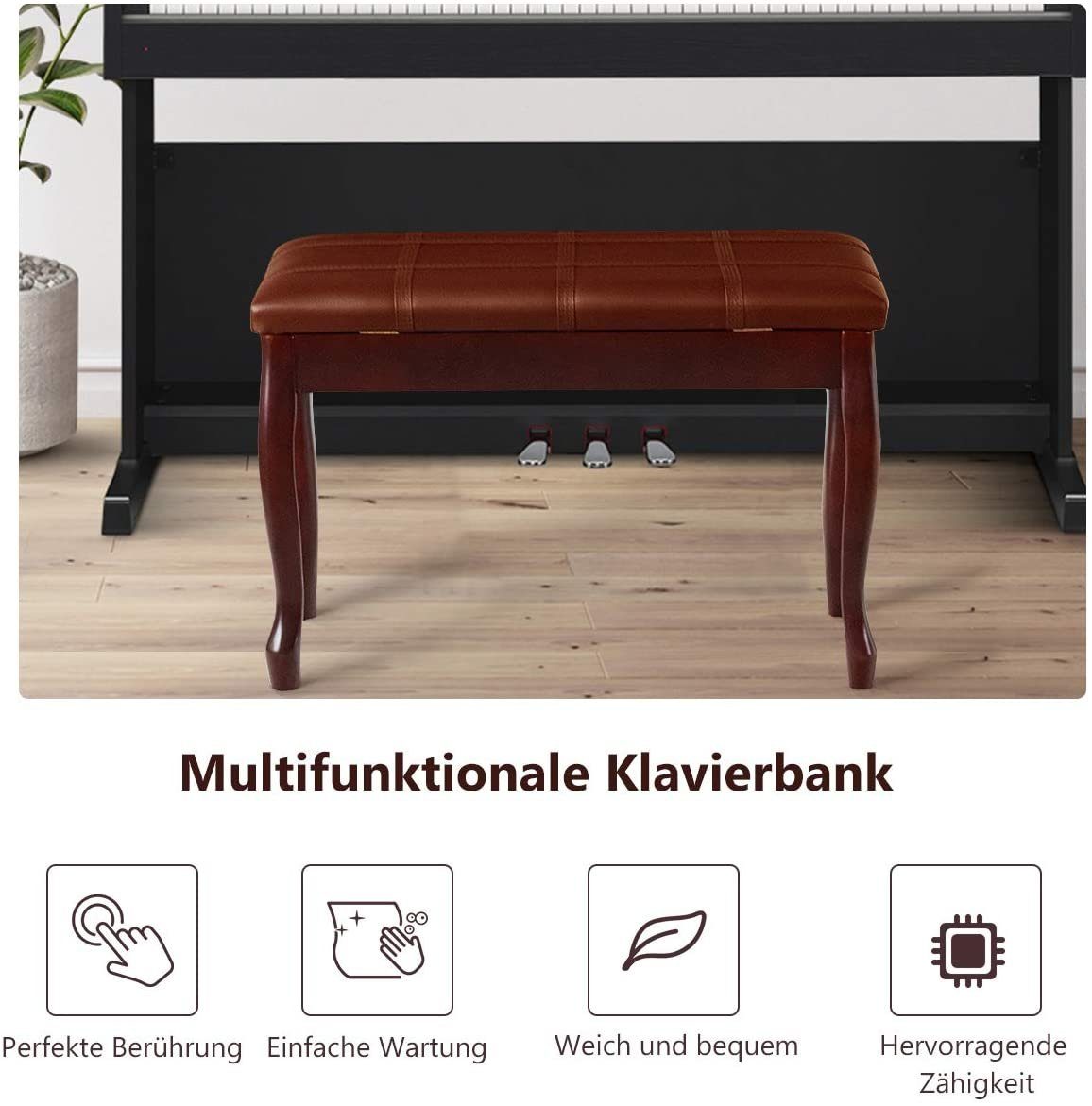 COSTWAY Klavierbank Klavierhocker, 75 x x 35 Braun 49cm