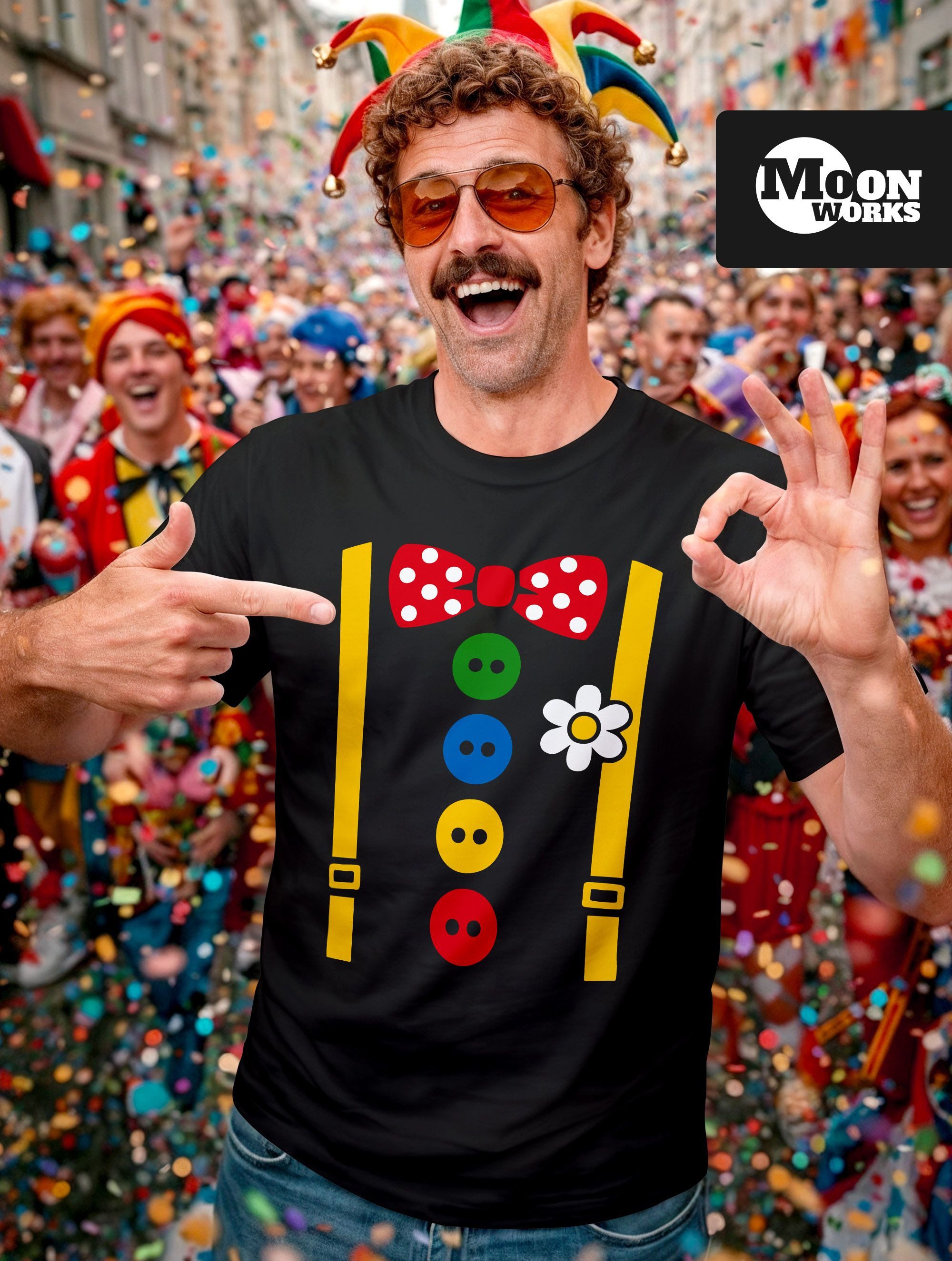 MoonWorks Print-Shirt Herren T-Shirt Clownkostüm Aufdruck Fasching Karneval günstig online kaufen
