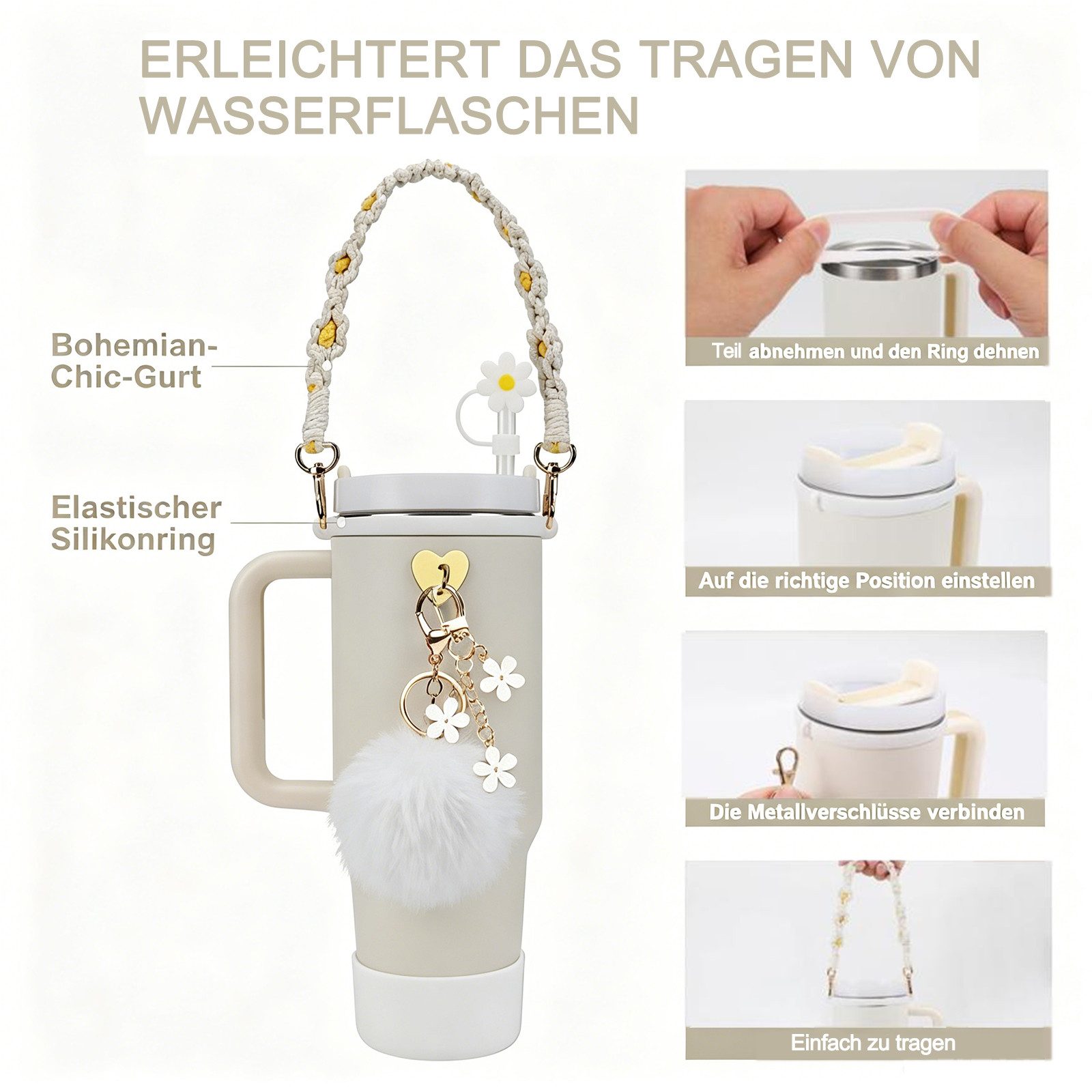 MOPUEA Tumbler-Glas Tumbler-Glas Stanley Cup Zubehör Set Silikon Stiefel Strohhalm 1,2 l, Silikon Schutz dekorativ hygienisch kompatibel praktisch