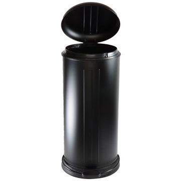 B&S Mülleimer 30 Liter Abfalleimer Treteimer Metall schwarz matt mit Absenkautomatik, mit Absenkautomatik
