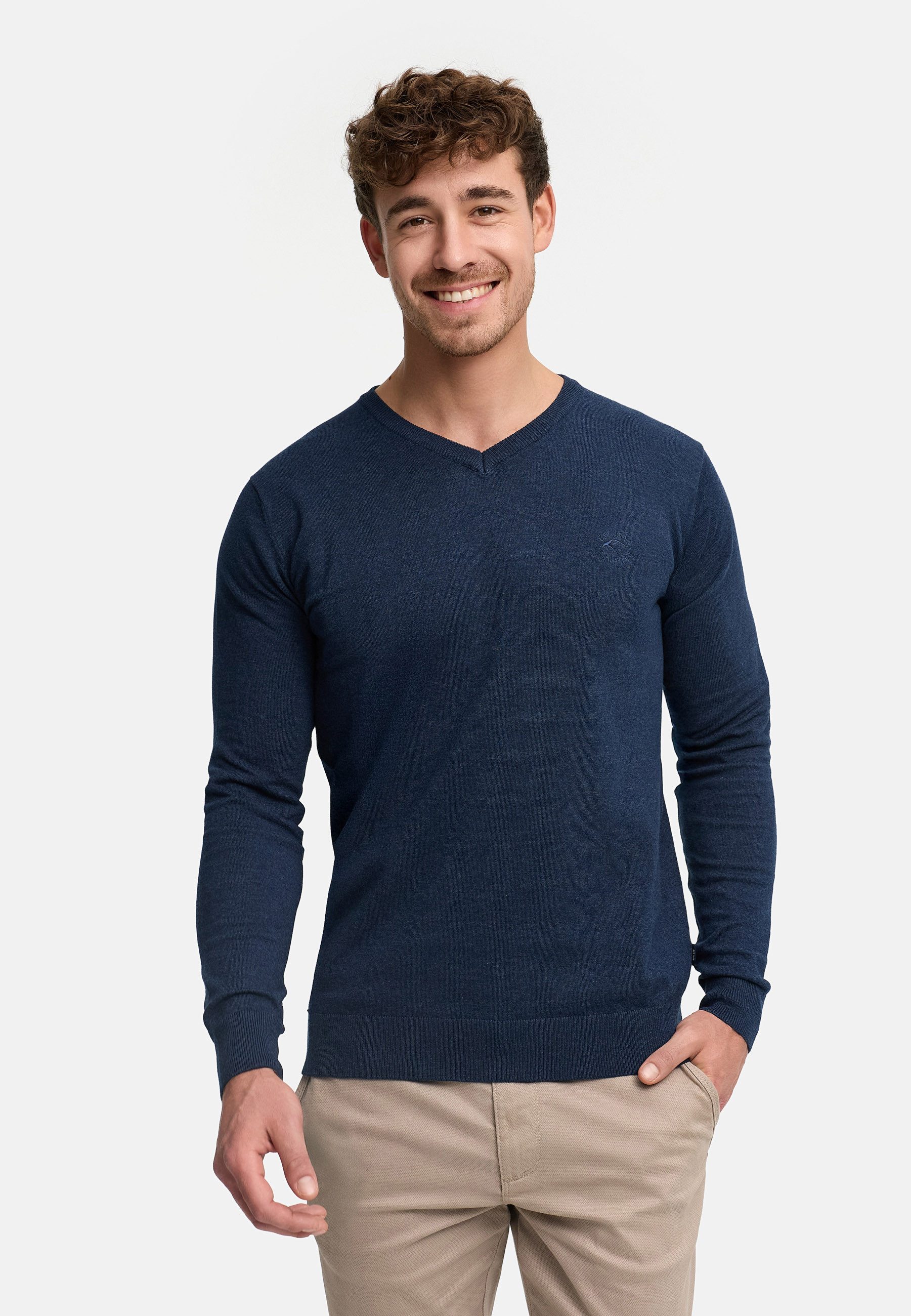 Strickpullover Herren INTikks Feinstrickpullover mit V-Ausschnitt