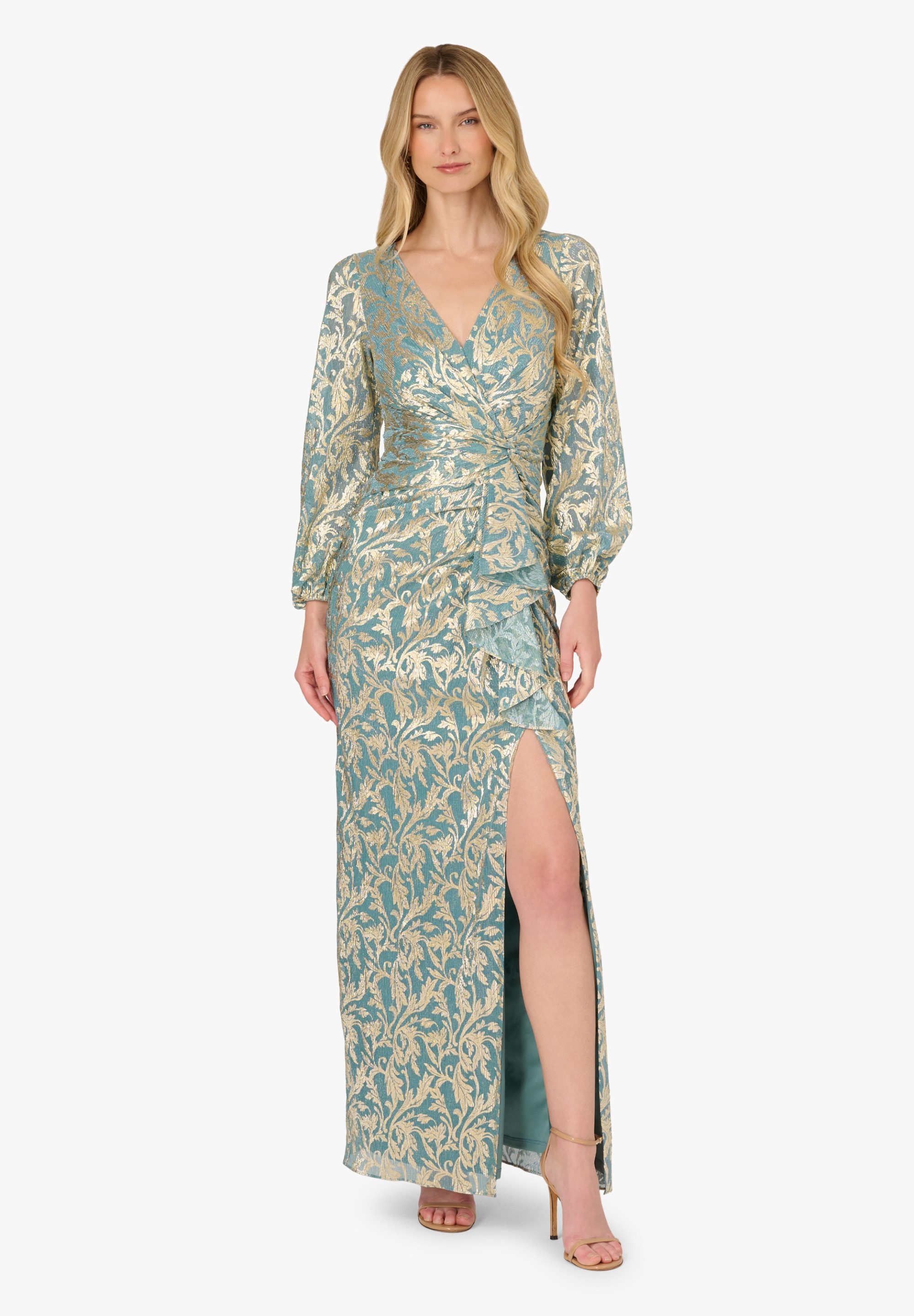 Adrianna Papell Abendkleid Metallic Crinkle Gown An opulent crinkle fabric gown