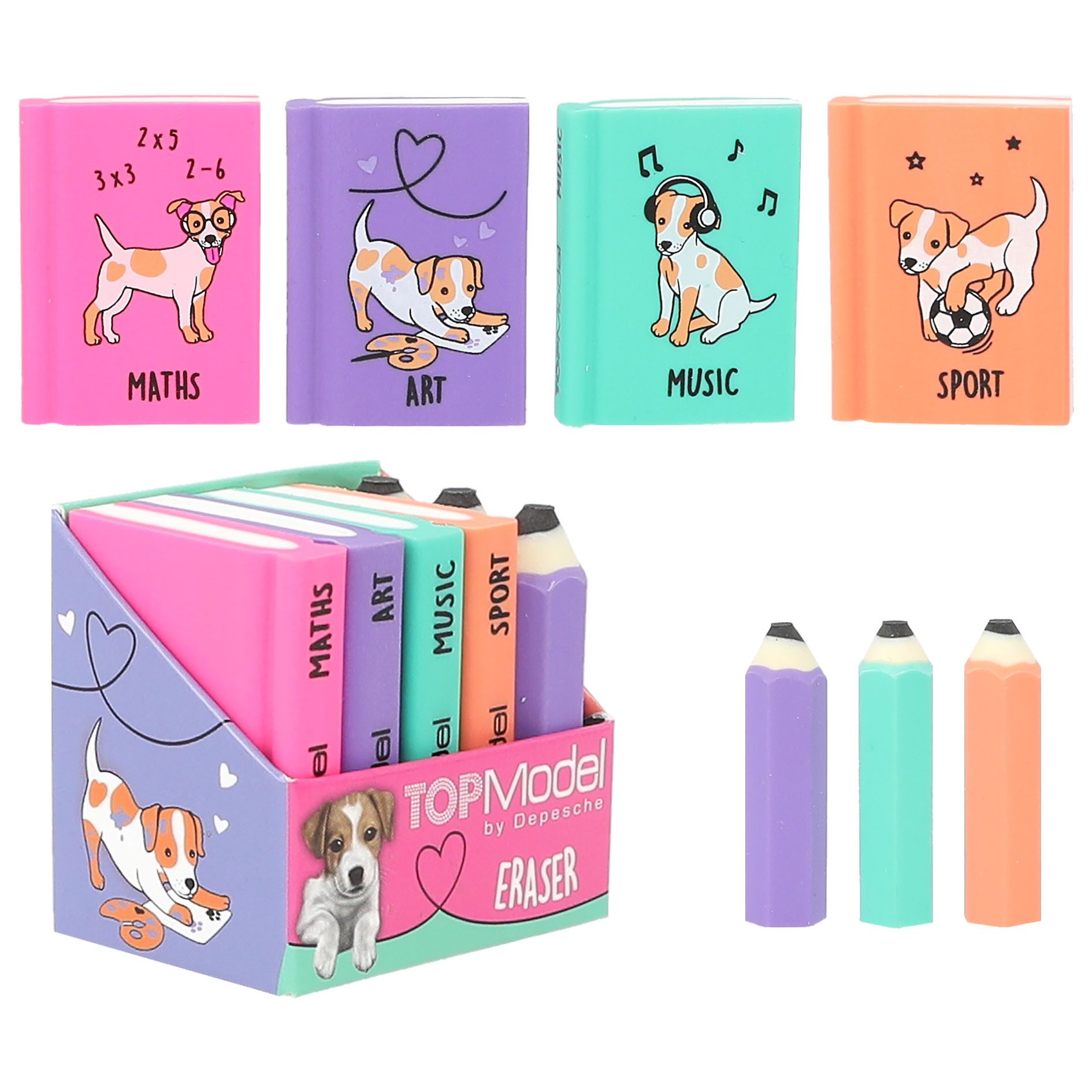 Depesche Radiergummi DEPESCHE TOPModel Radierer-Set Mini Schulbücher Mini Stifte 7 Stück