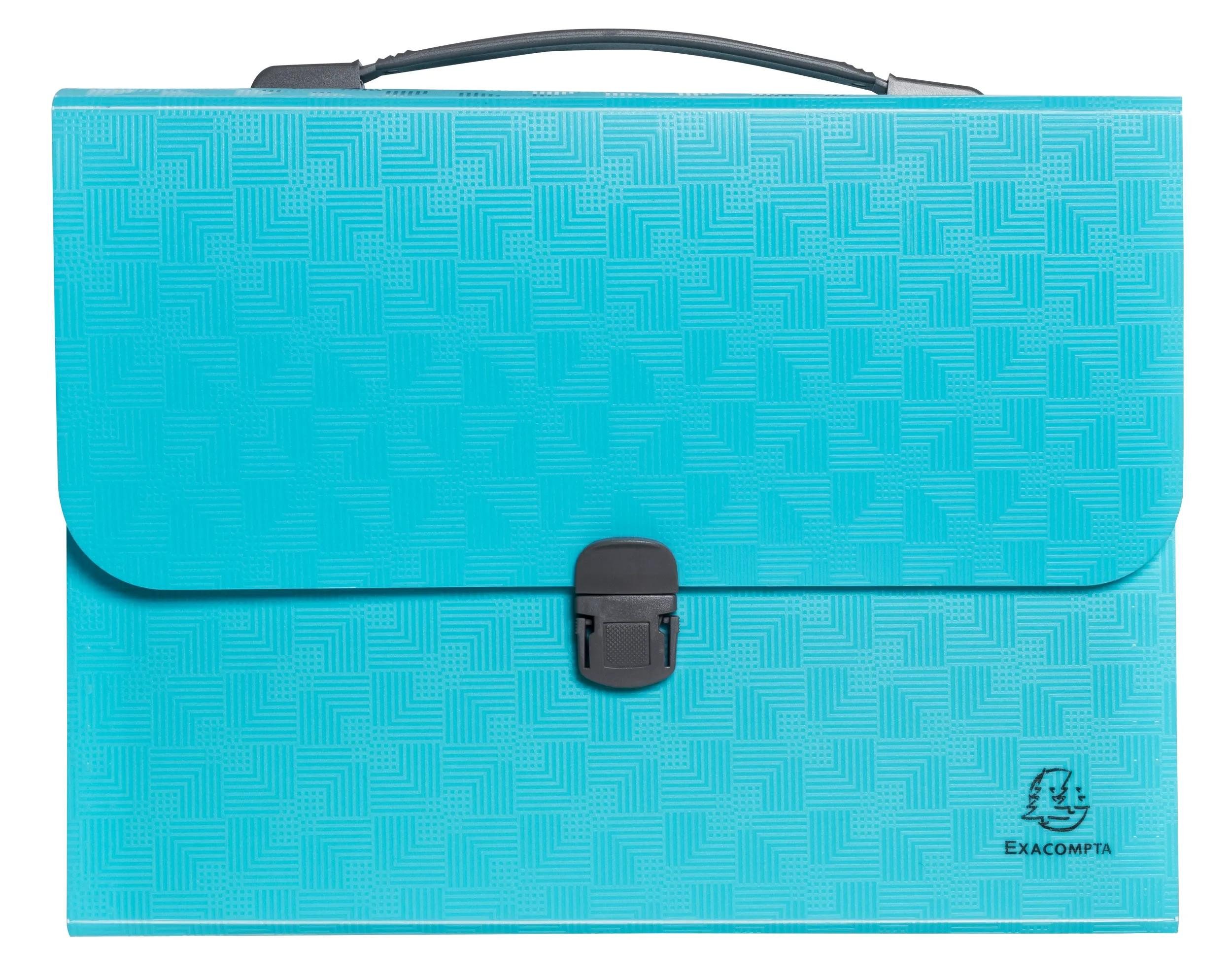 EXACOMPTA Organisationsmappe 4x Dokumententasche mit Griff, 24 Fächer, Pop'N Co - Cyan - 55699E, PP Fächermappe