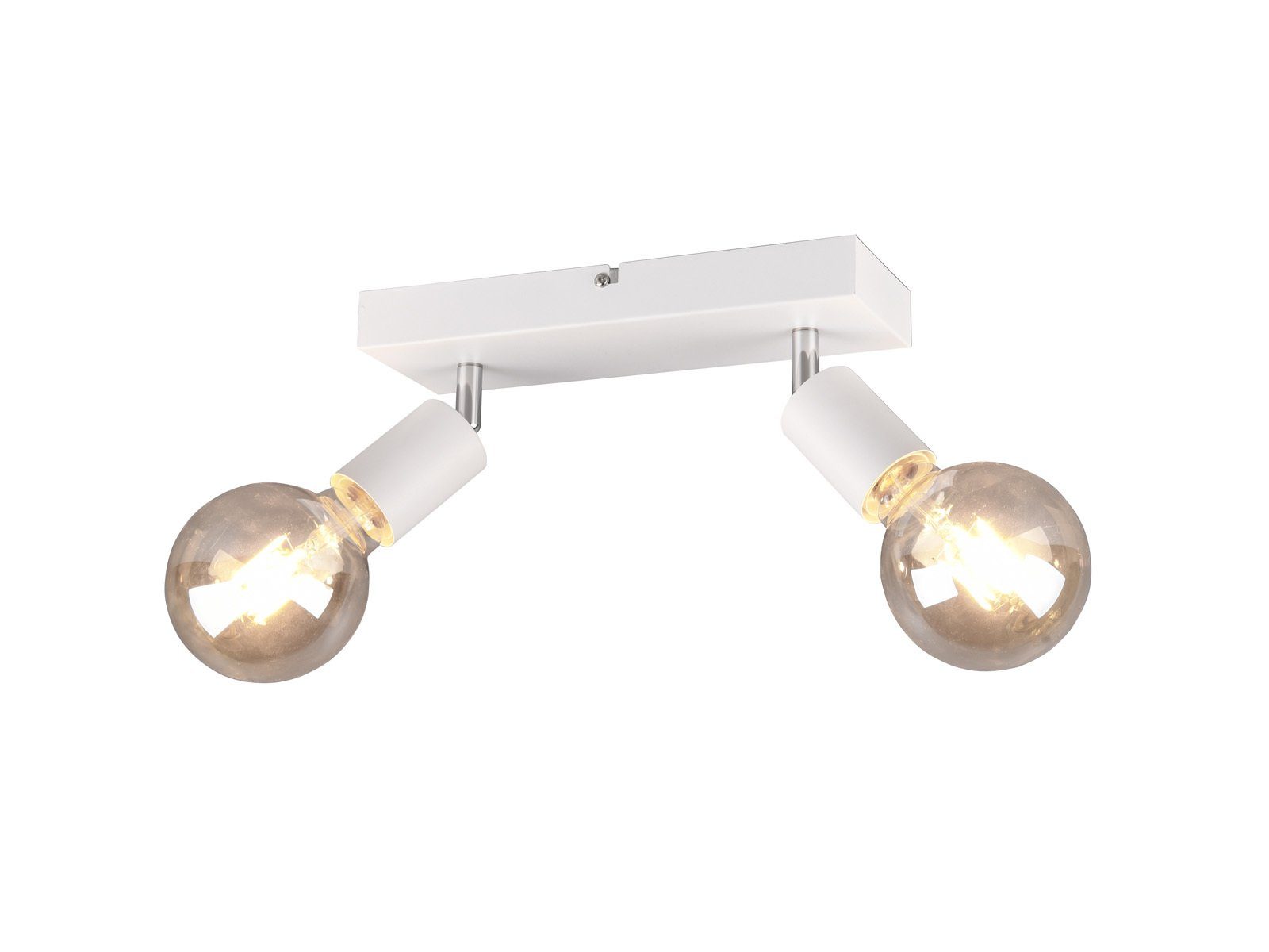 Reality Leuchten LED Deckenstrahler, Dimmfunktion, LED wechselbar, Warmweiß, innen, Industrial Deckenleuchte 2-flammig Jugendzimmer, Weiß, B: 26cm