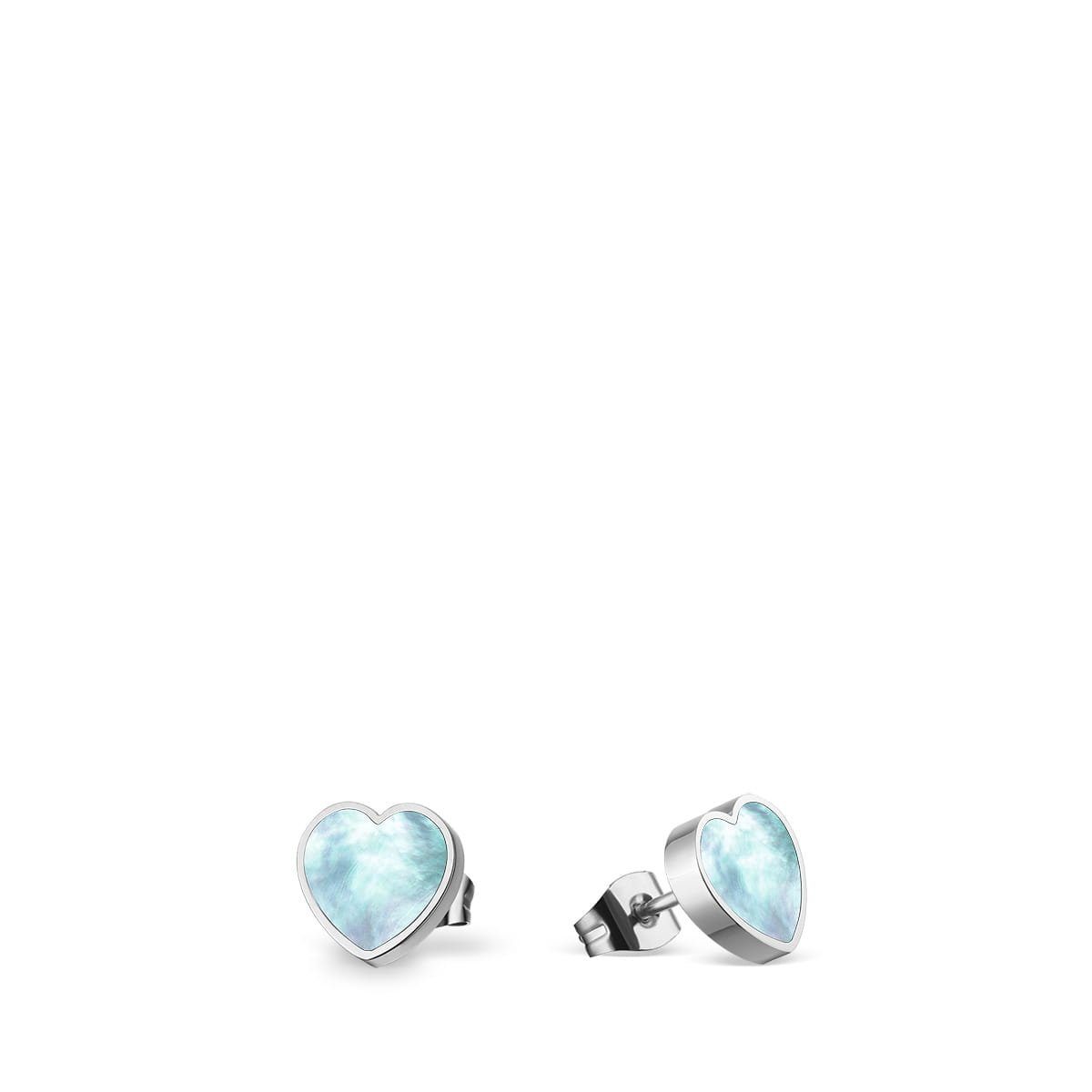 Bering Paar Ohrstecker Ohrringe Herzen Edelstahl mit Perlmutt 715-X-05