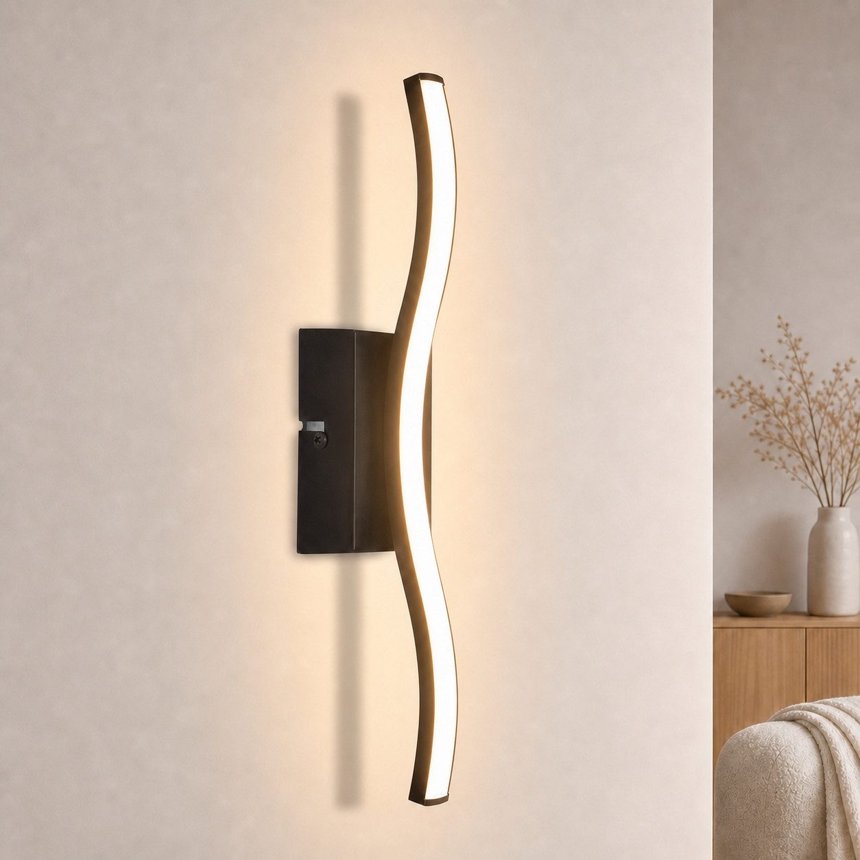 Nettlife LED Wandleuchte Innen Schwarz/Silber Modern 6W 3000K Flur Wandbeleuchtung Warmweiß, LED fest integriert, Warmweiß, Wandlicht für Wohnzimmer Schlafzimmer Küche