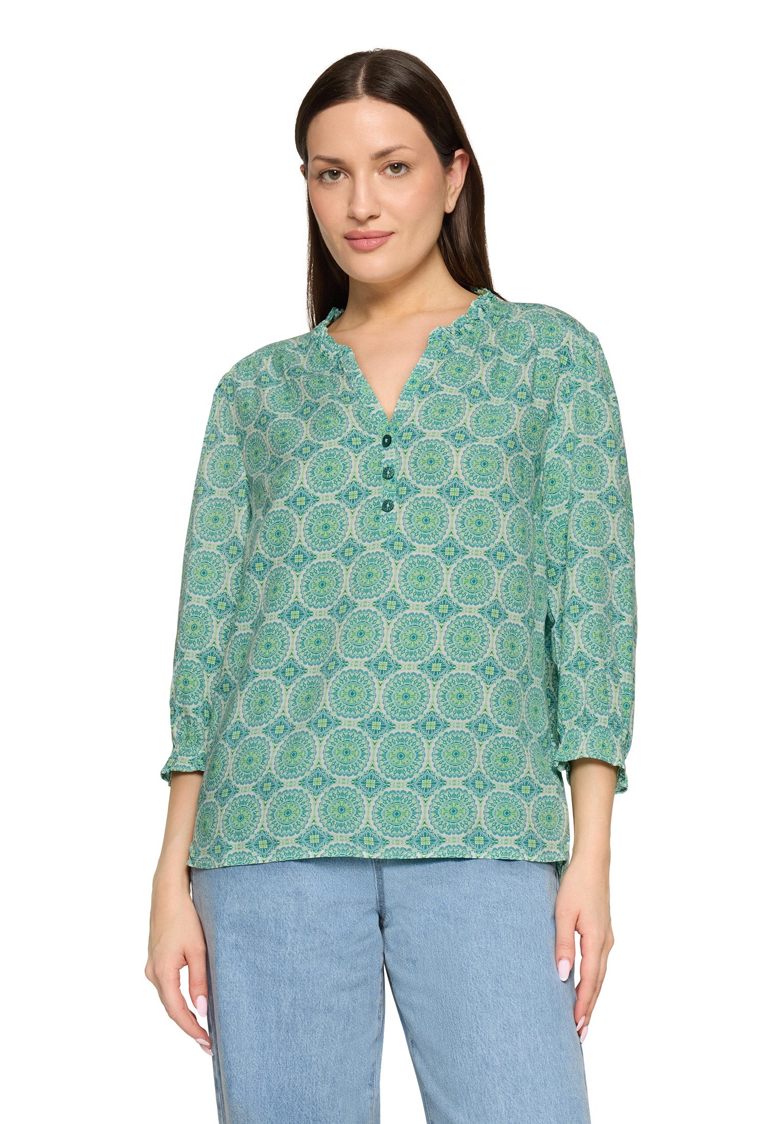 Cartoon Schlupfbluse Damen mit Raffung