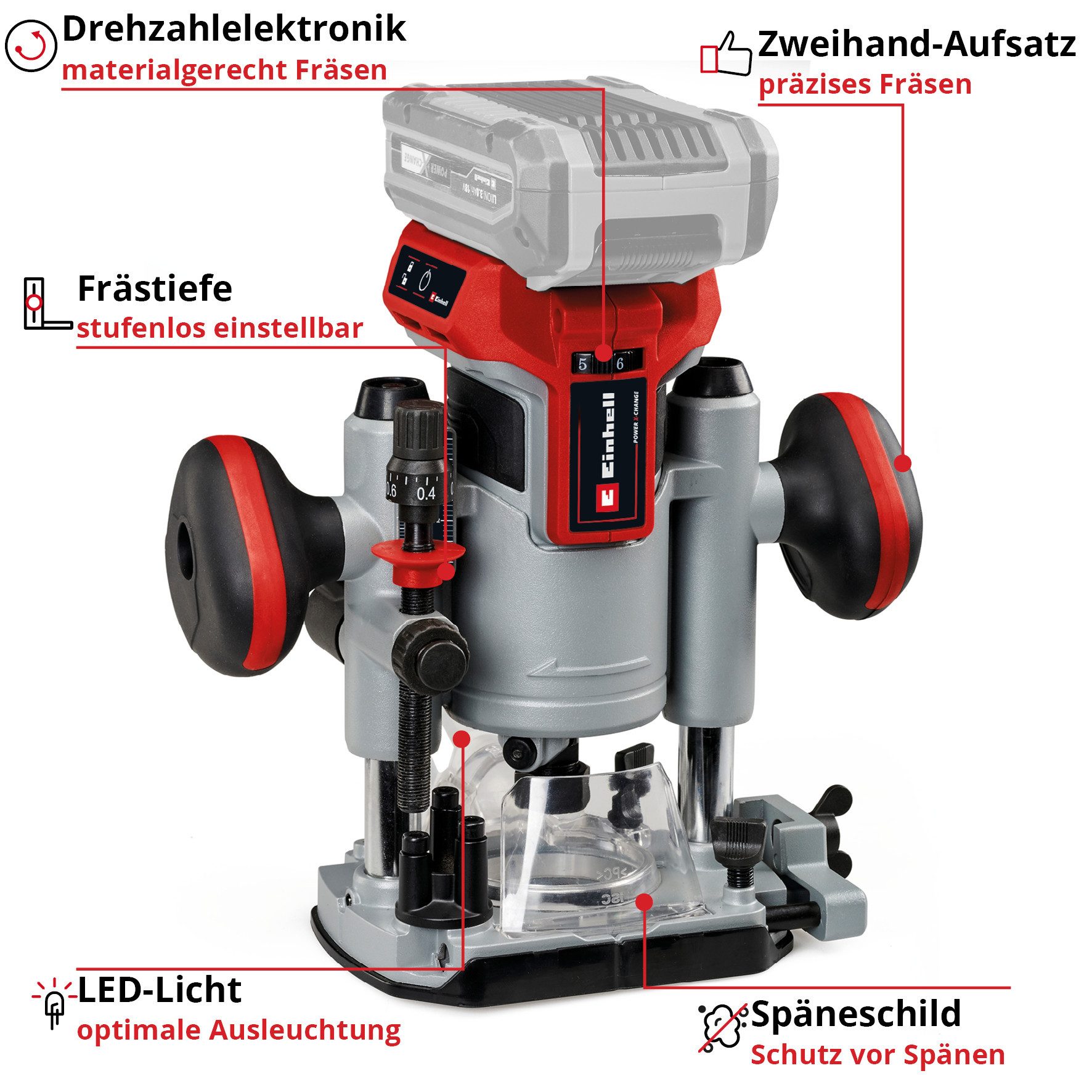 Einhell Akku-Fräse TP-RO 18 Set Li BL - Solo, ohne Akku und Ladegerät