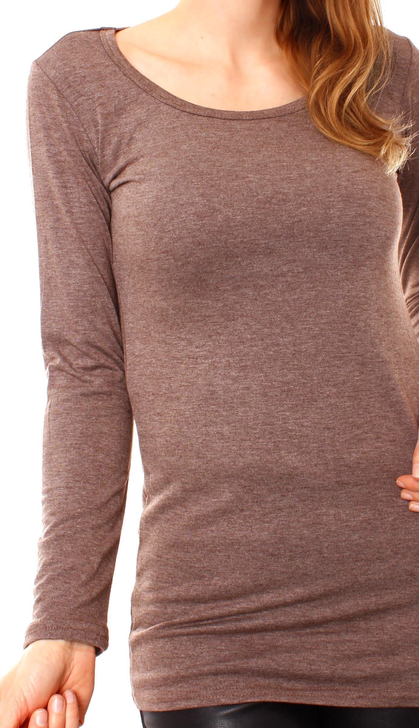 Muse Rundhalsshirt Basic Langarm Longshirt Skinny Fit 1098A günstig online kaufen