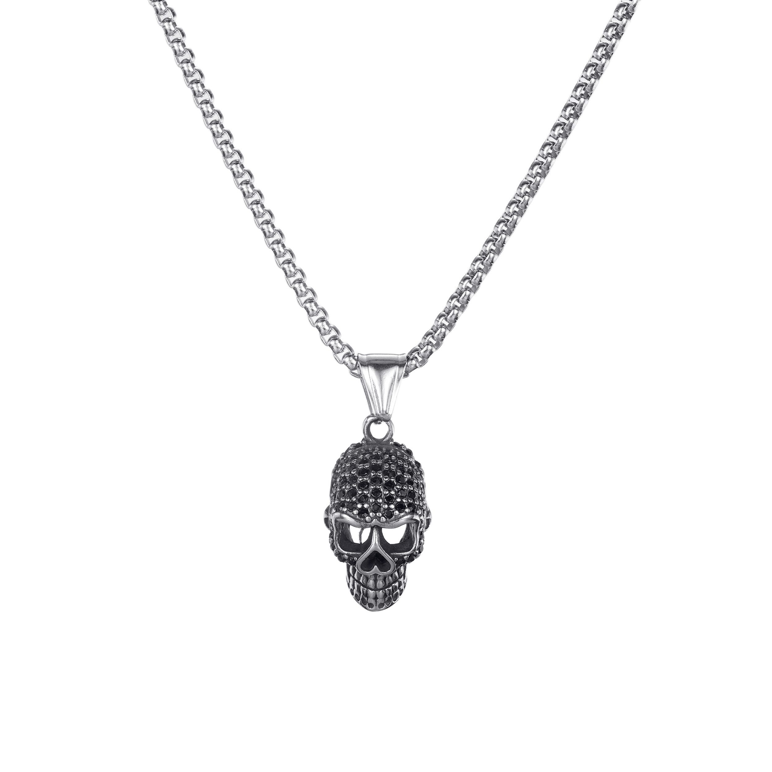 Kette mit Anhänger Schmuck Geschenk Edelstahl Halsschmuck Halskette Totenkopf Skull