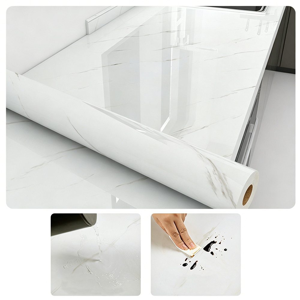 Diwzbyn Küchentapete Selbstklebende Küchenrückwand Tapete Wandfolie Marmoroptik, (1 St), Wasserfeste & Abziehbare Tapete für Küche, Bad & …