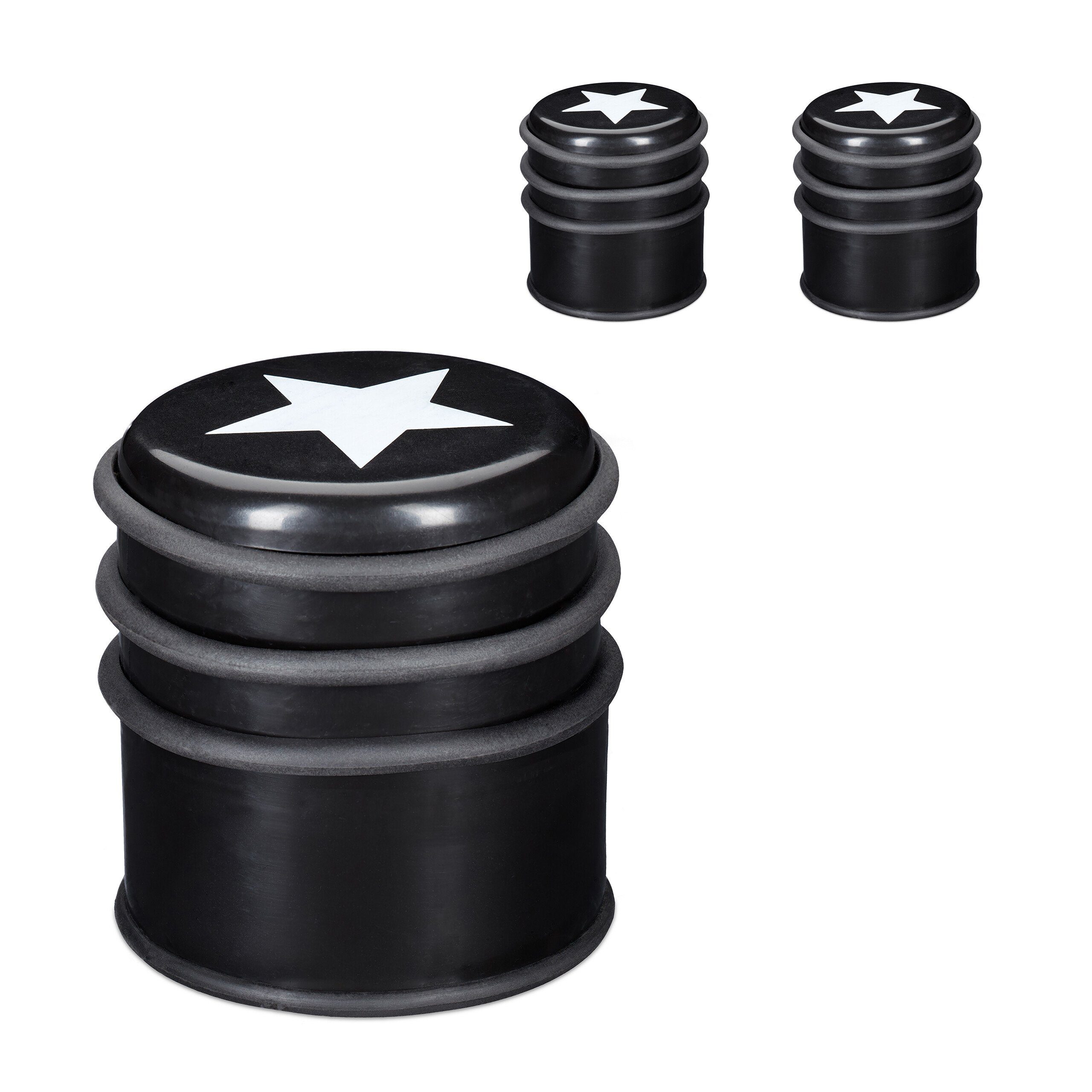 relaxdays Пол дверной упор 3er Set Дверная пружина mit Stern-Motiv, schwarz