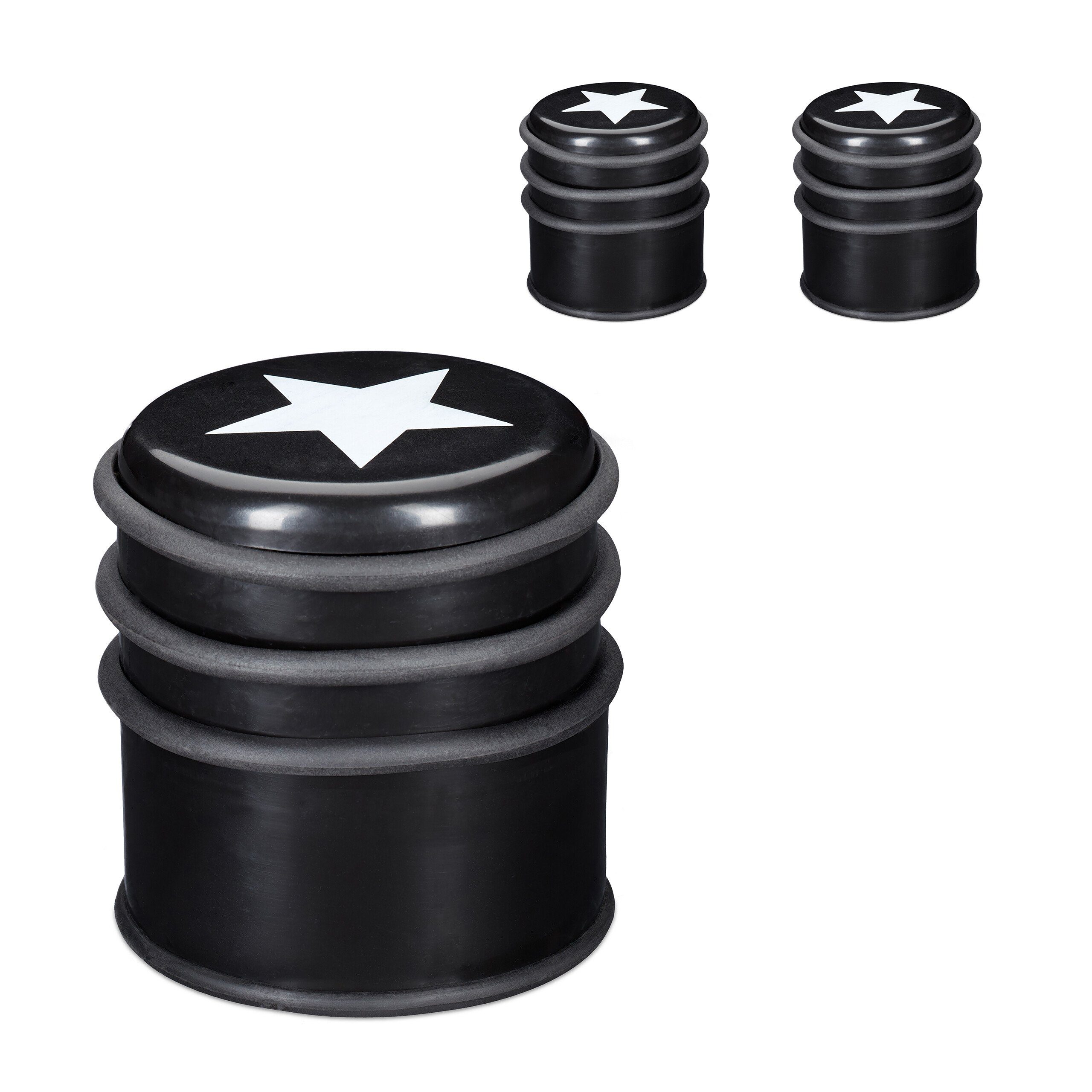 relaxdays Bodentürstopper 3er Set Türstopper mit Stern-Motiv, Schwarz Schwarz Weiß