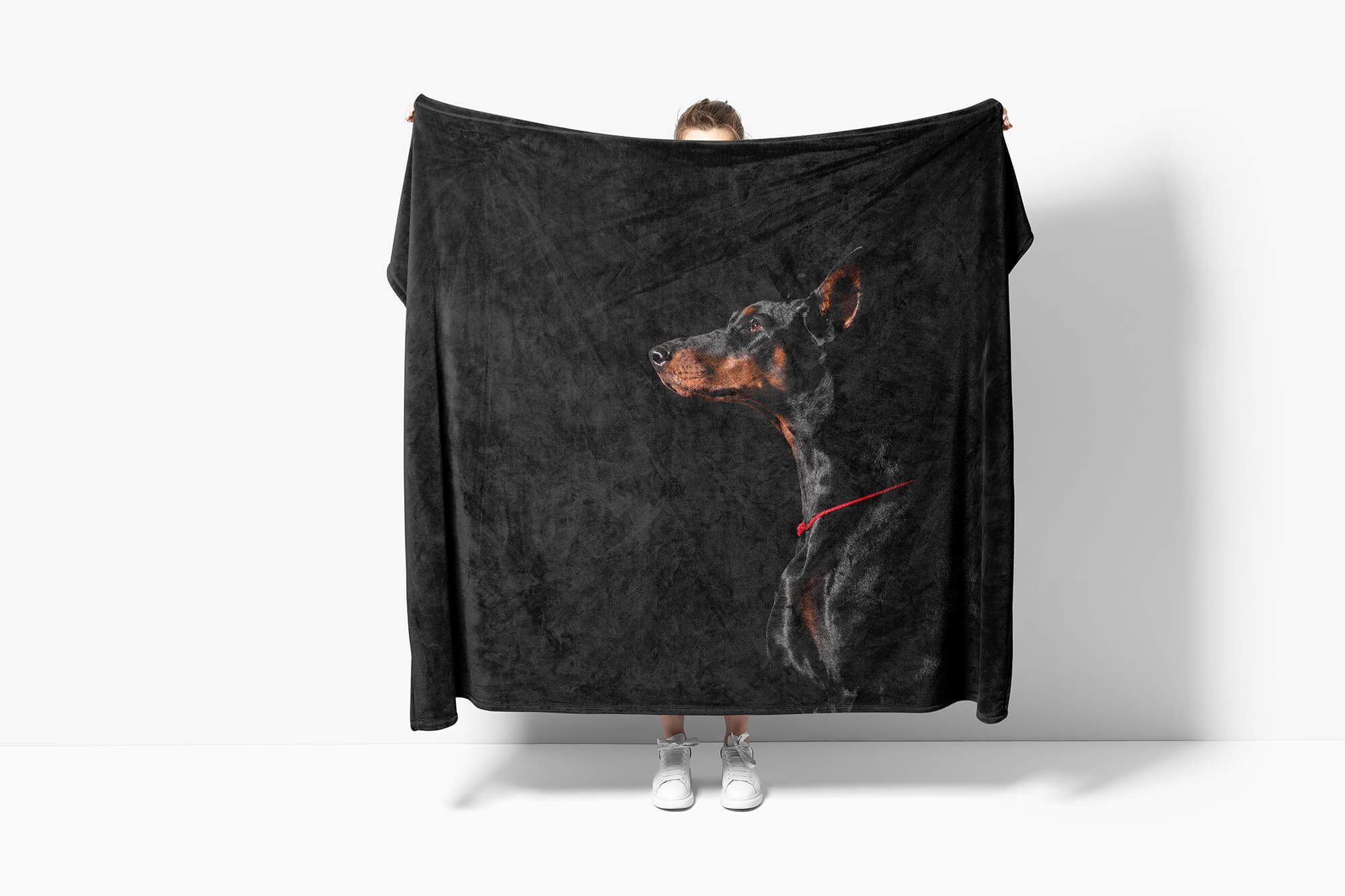 Tiermotiv (1-St), Sinus Strandhandtuch Dobermann Hund, Baumwolle-Polyester-Mix Handtücher Art Kuscheldecke Handtuch Handtuch Saunatuch mit