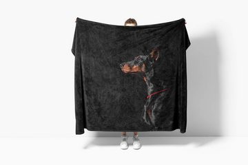 Sinus Art Handtücher Handtuch Strandhandtuch Saunatuch Kuscheldecke mit Tiermotiv Dobermann Hund, Baumwolle-Polyester-Mix (1-St), Handtuch