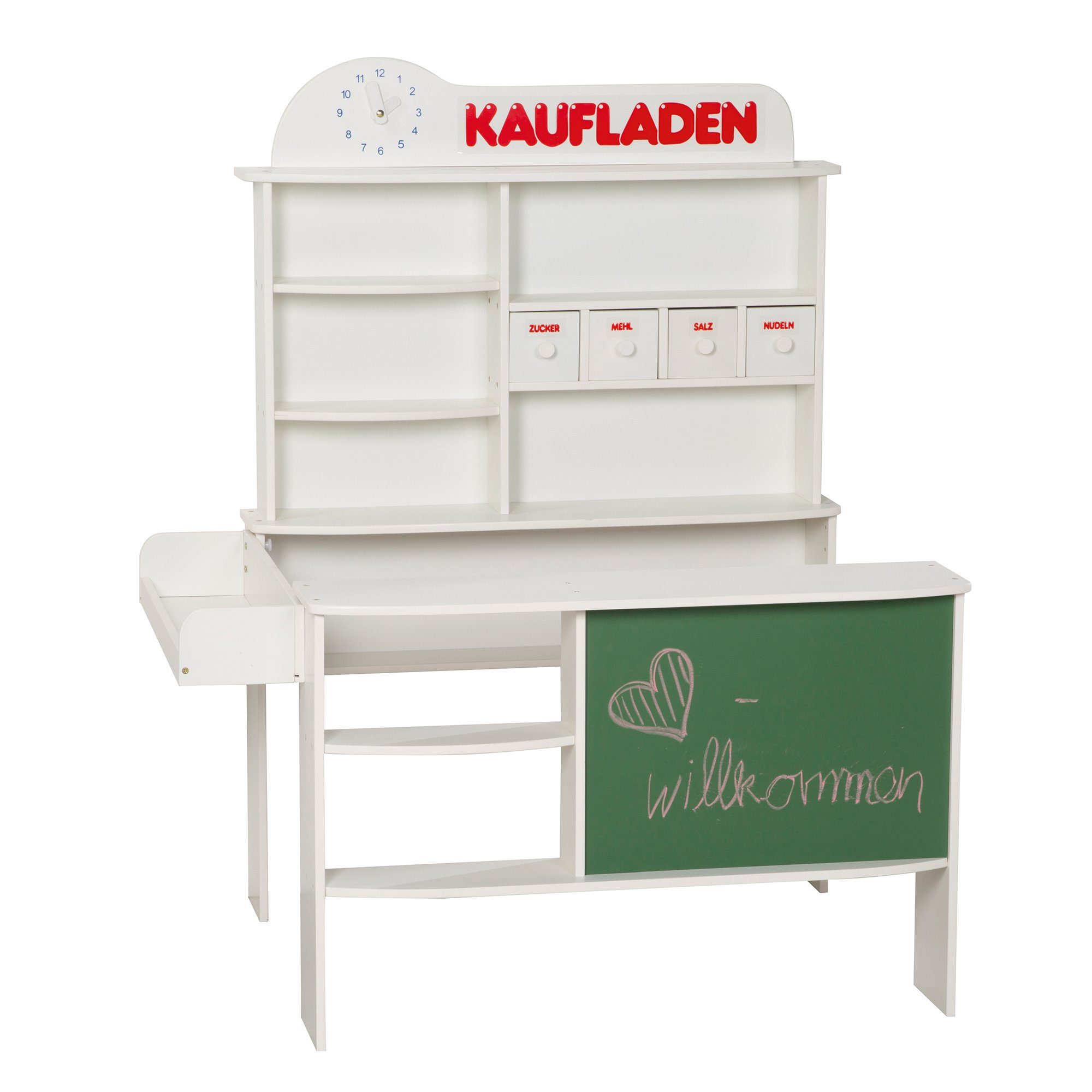 roba® Kaufladen Verkaufsstand, mit 4 Schubladen, Uhr, Tafel, Theke & Seiten günstig online kaufen