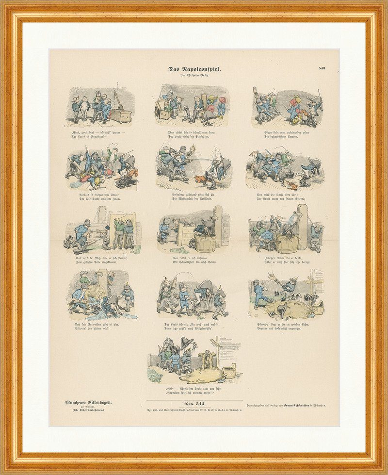 Kunstdruck Das Napoleonspiel Wilhelm Busch Louis Metz Münchener Bilderbogen 543