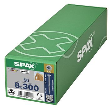 SPAX Spanplattenschraube Holzbauschraube, (Stahl weiß verzinkt, 50 St), 8x300 mm