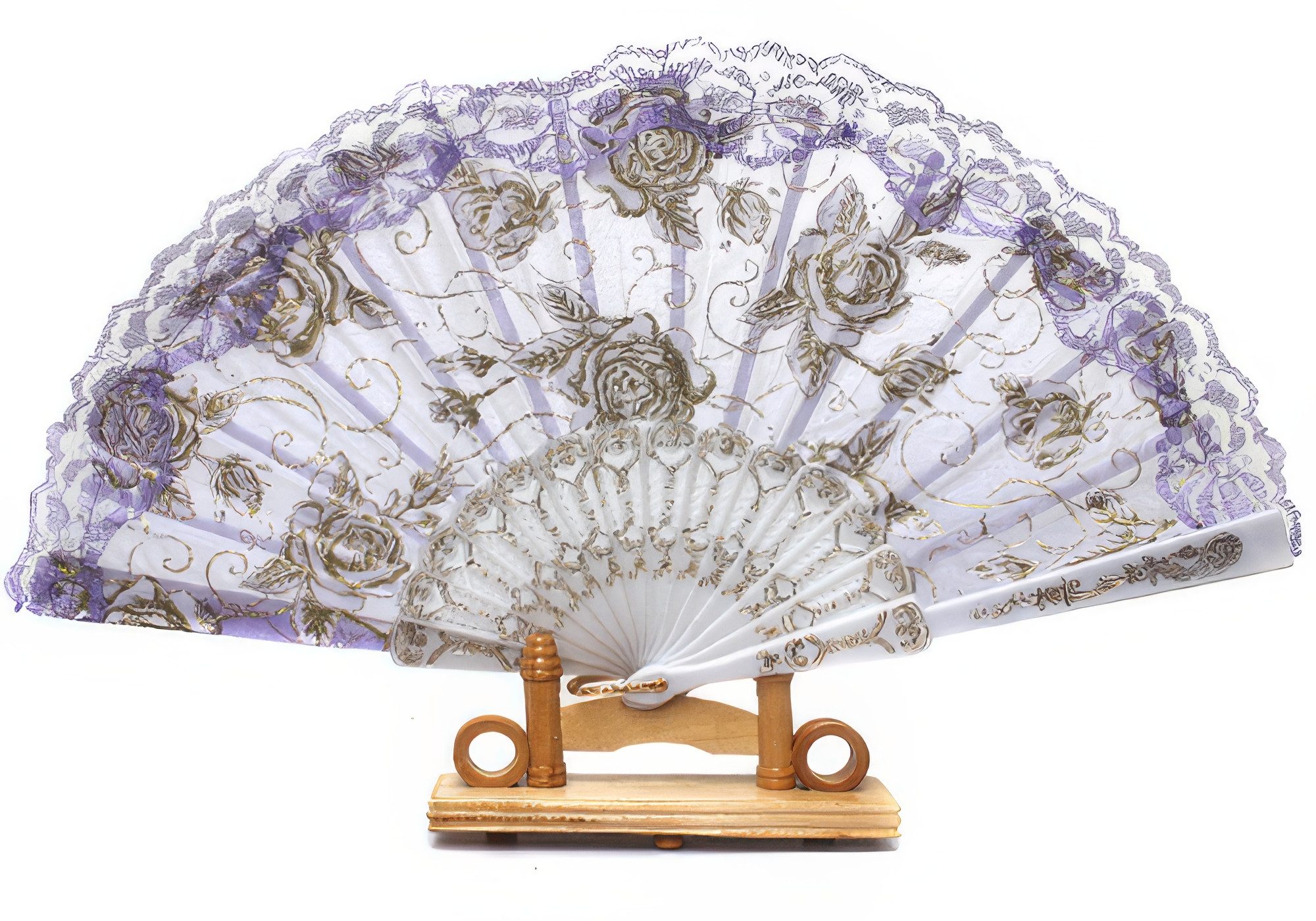 Yudu Handfächer Fächer Dekofächer Tanzfächer Glitter Rose - Motive Farbe mit Spitze