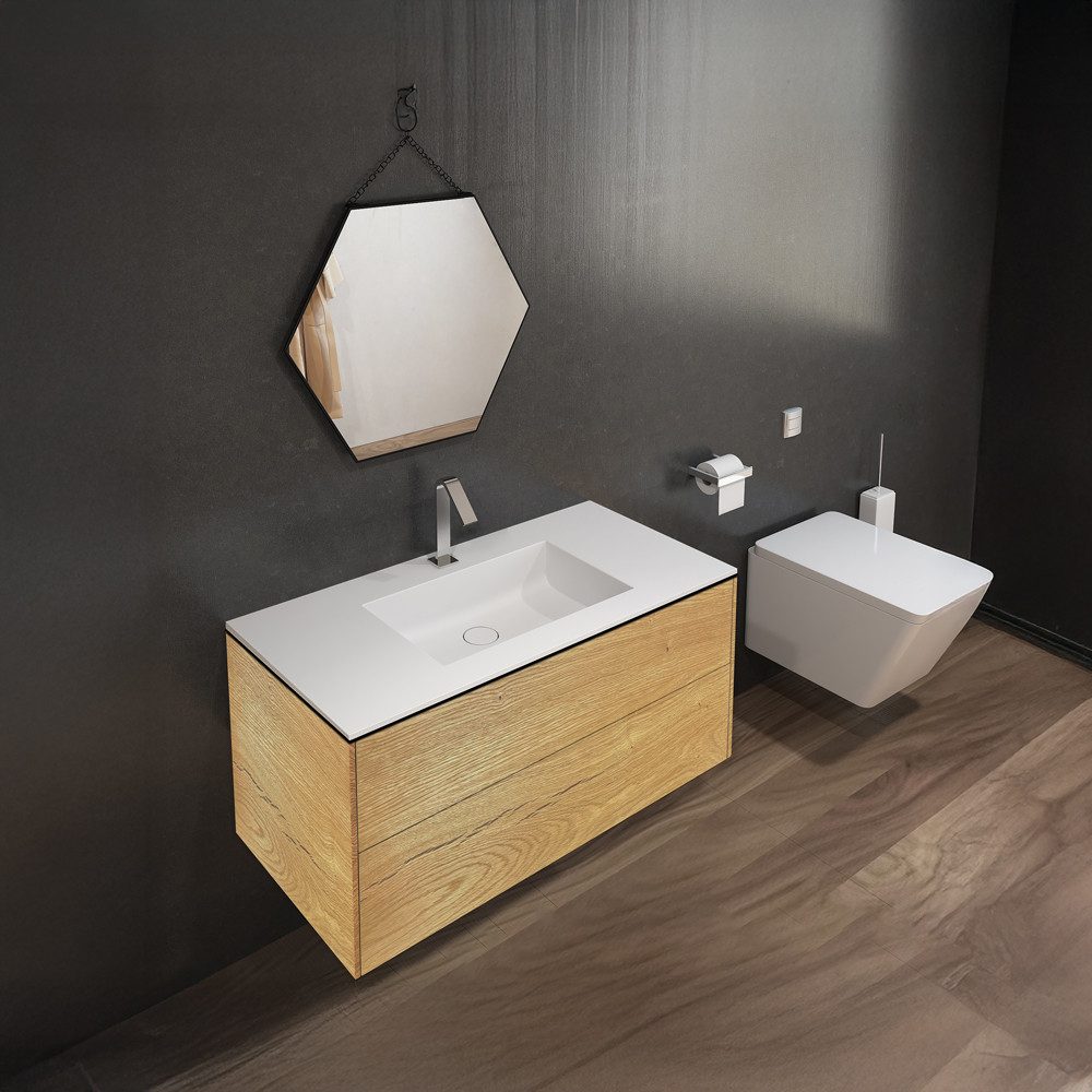 Henneke Waschtischplatte PureBasic – fugenlos mit eckigem Becken