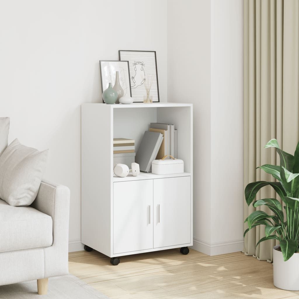 vidaXL Sideboard Rollschrank Weiß 55x40x91 cm Holzwerkstoff (1 St)