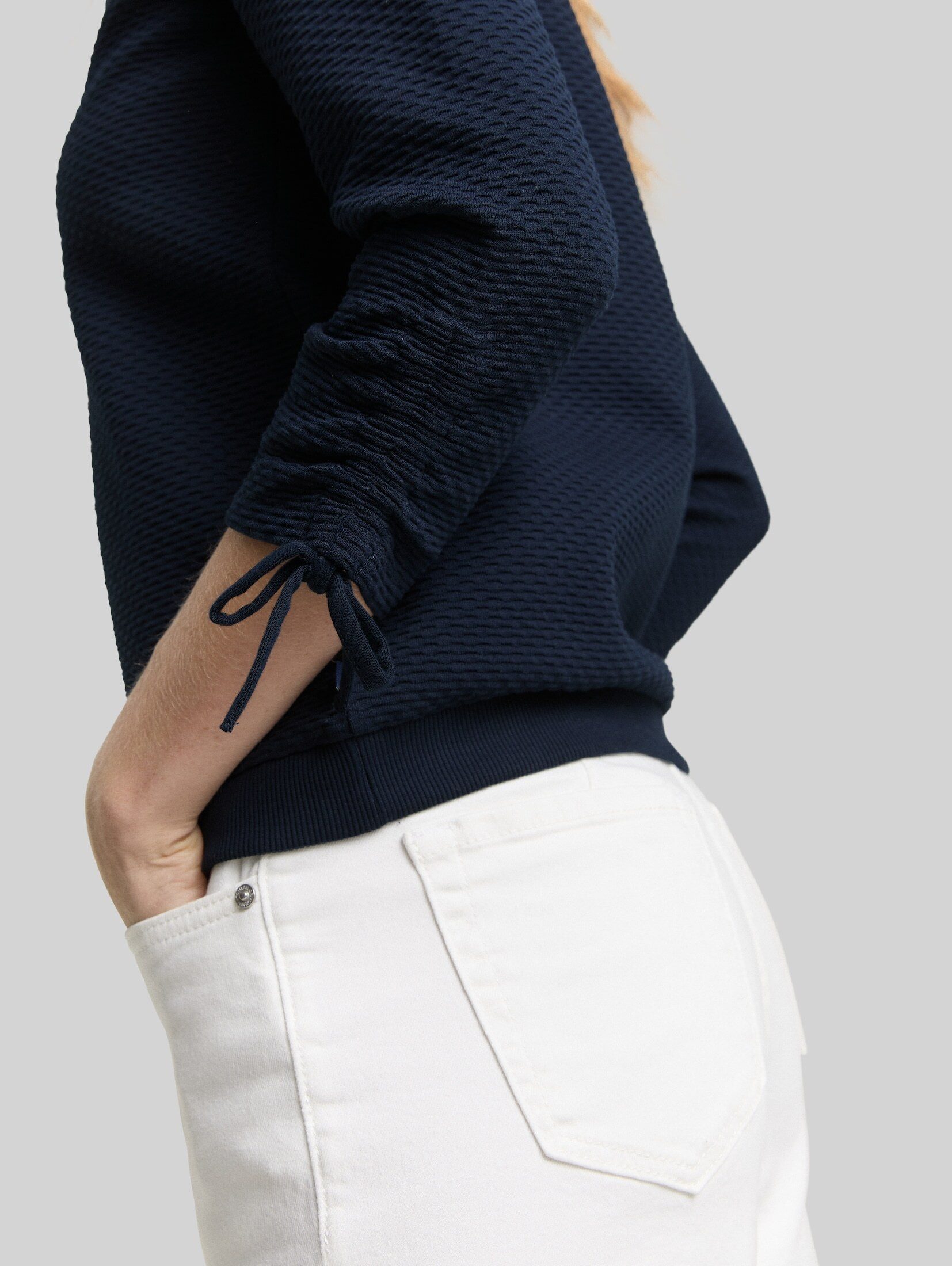 TOM TAILOR Denim Sweatshirt Strick & Sweatshirts Slim Fit Sweatshirt mit Raffärmeln – Bild 4 von 5