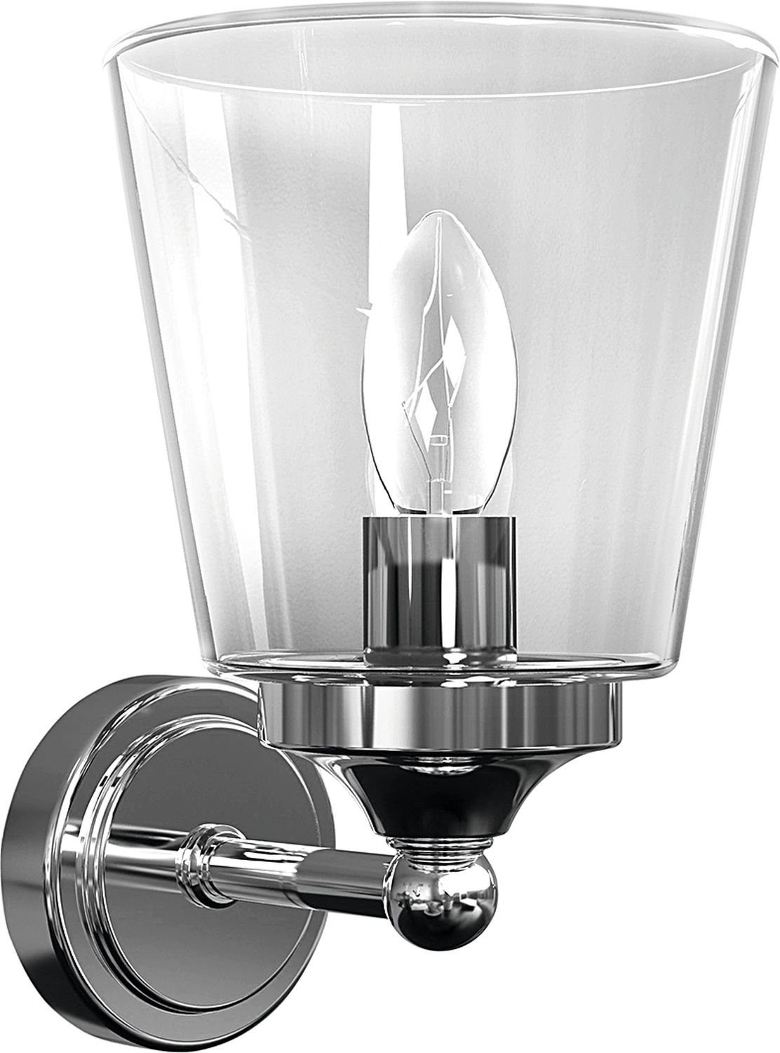 Licht-Erlebnisse Wandleuchte BALI, ohne Leuchtmittel, Wandlampe in Chrom Metall Glas IP44 E14 Klassisch Flur
