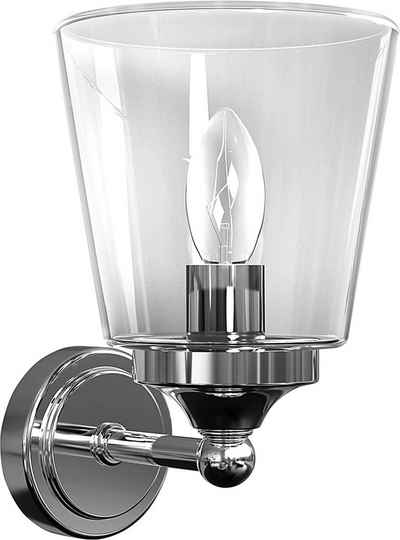Licht-Erlebnisse Wandleuchte »BALI«, ohne Leuchtmittel, Wandlampe in Chrom Metall Glas IP44 E14 Klassisch Flur
