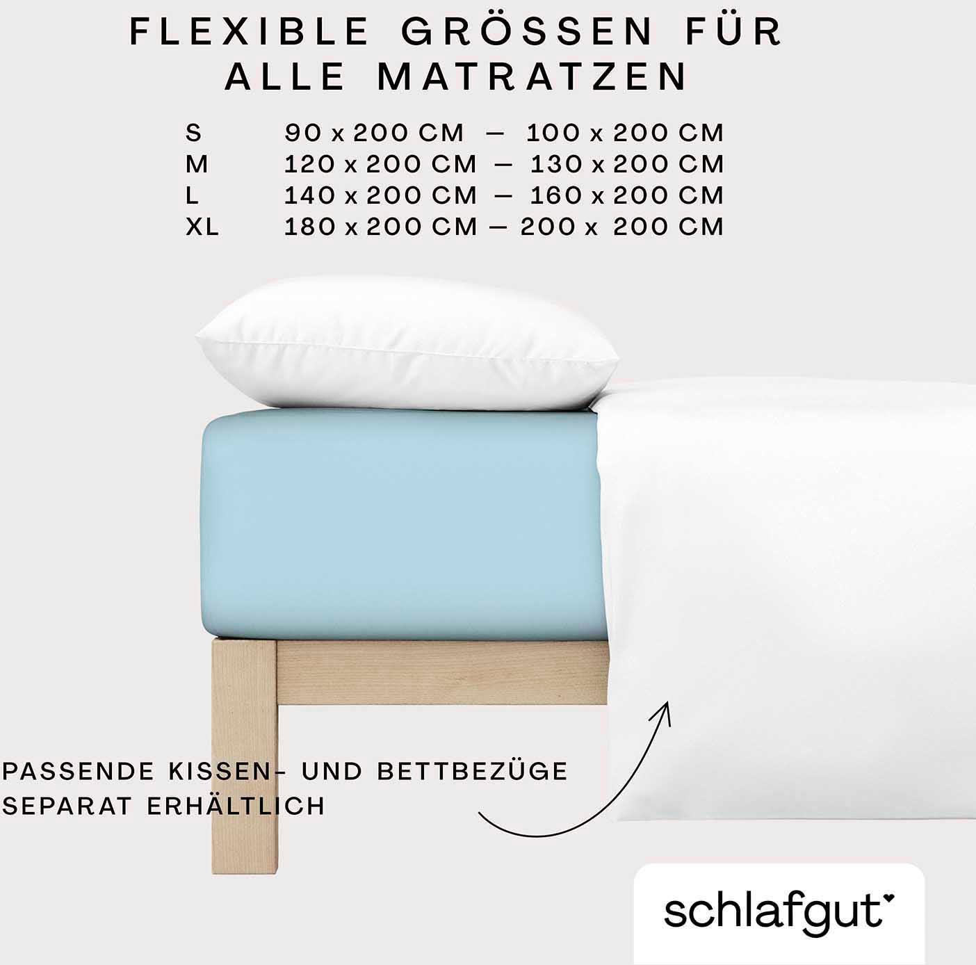 Spannbettlaken CASUAL u.a. light langlebig, blue 100% cm für Bio-Baumwolle, Stück), 90x200, Bettlaken rundum, Matratzen weich Schlafgut, (1 oder zuverlässig, 140x200 25 Gummizug: bis cm, in Jersey, 180x200 Gr. Höhe